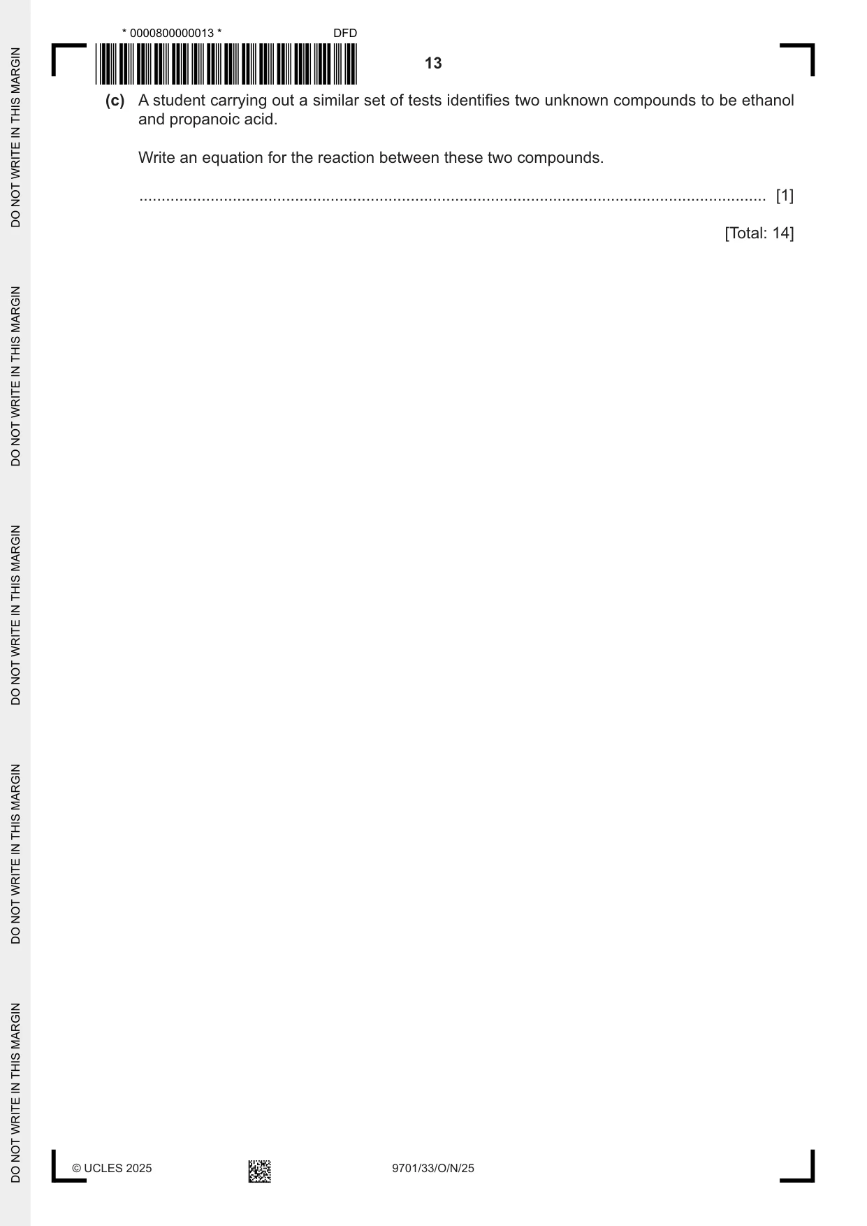 Cambridge A Level Chemistry 9701 2025 Oct/Nov Paper 3 · Variant 3 question paper, page 13 of 16