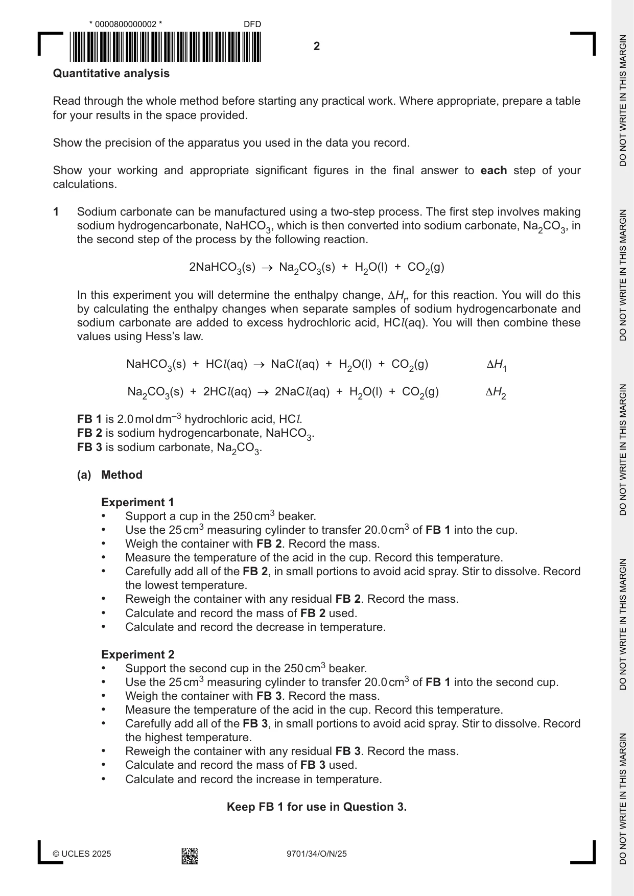 Cambridge A Level Chemistry 9701 2025 Oct/Nov Paper 3 · Variant 4 question paper, page 2 of 12