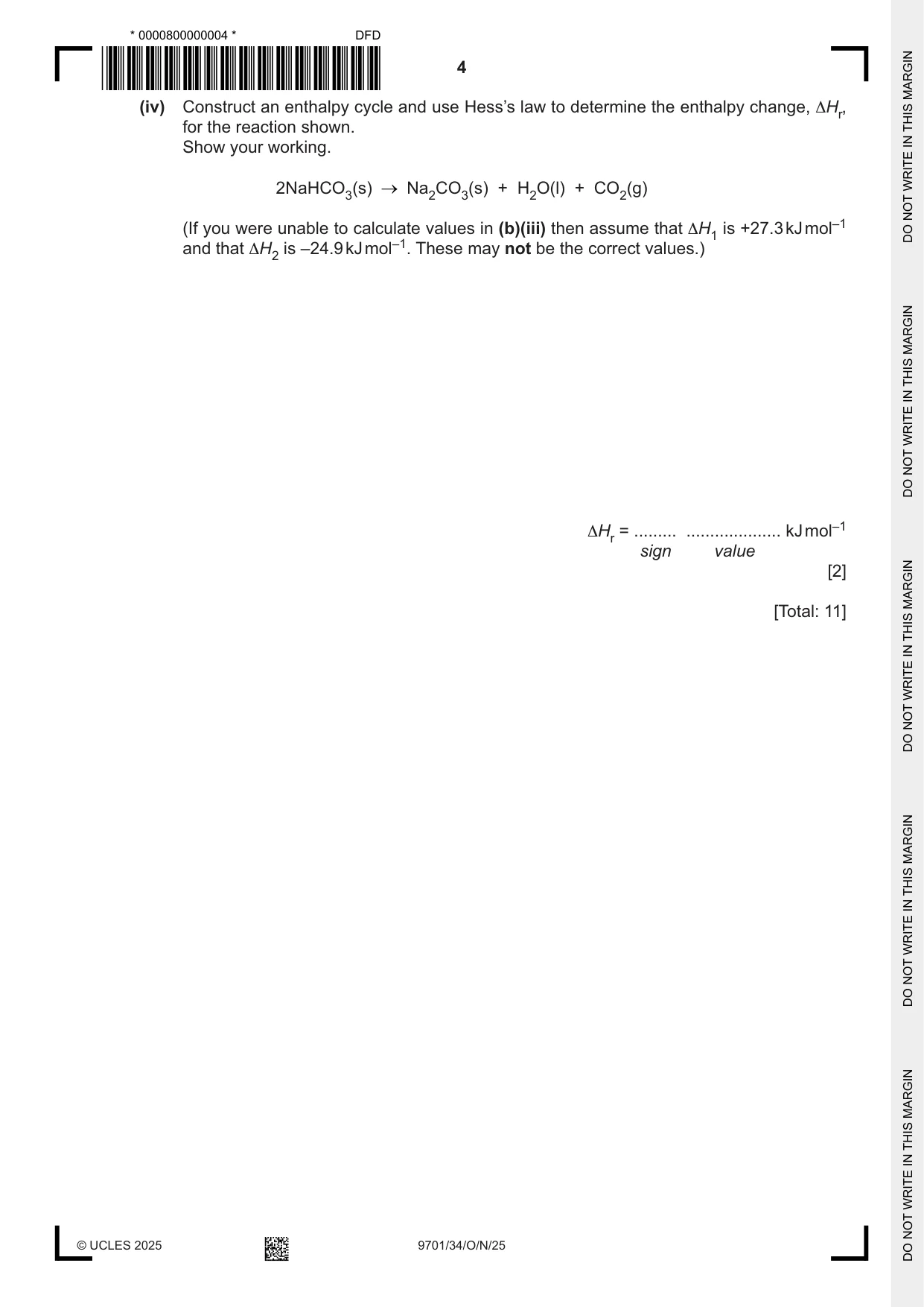Cambridge A Level Chemistry 9701 2025 Oct/Nov Paper 3 · Variant 4 question paper, page 4 of 12