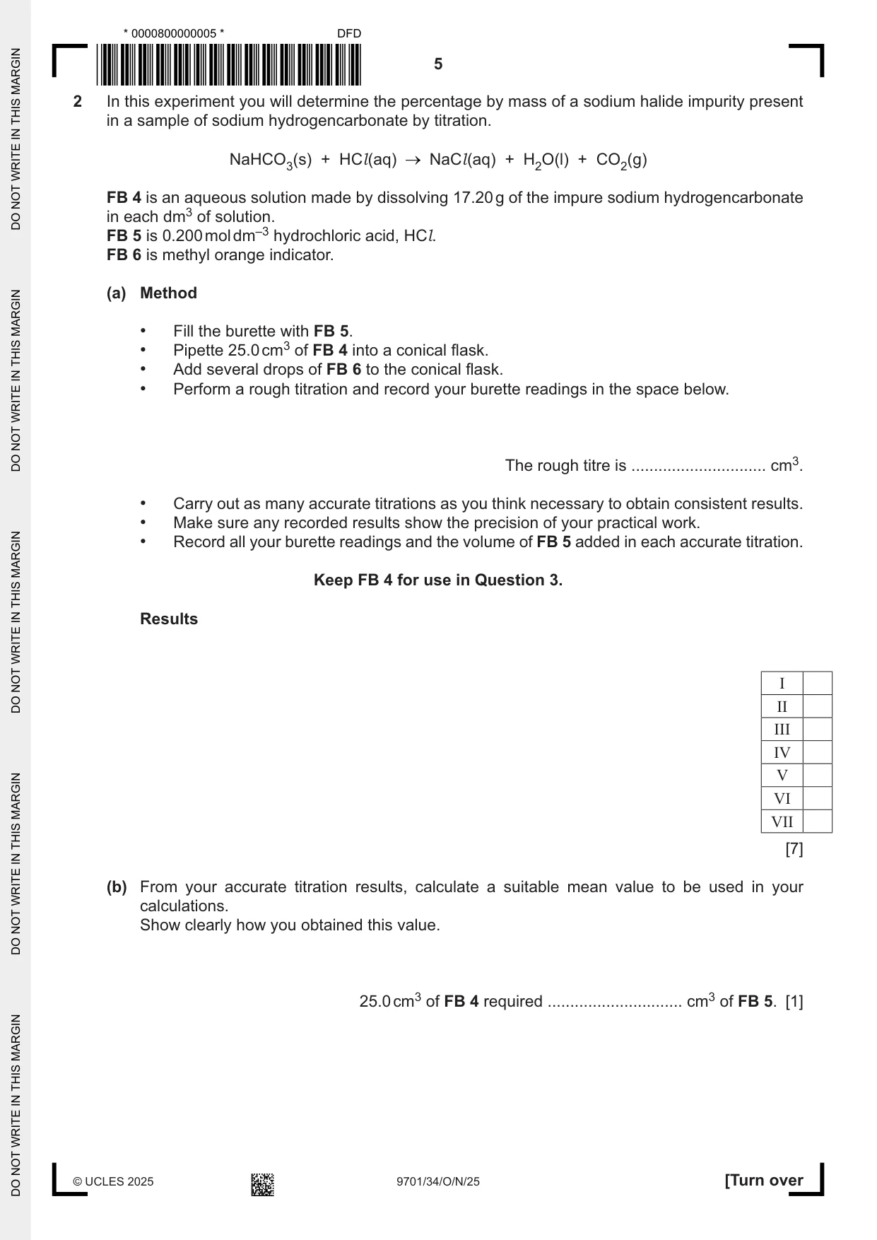 Cambridge A Level Chemistry 9701 2025 Oct/Nov Paper 3 · Variant 4 question paper, page 5 of 12