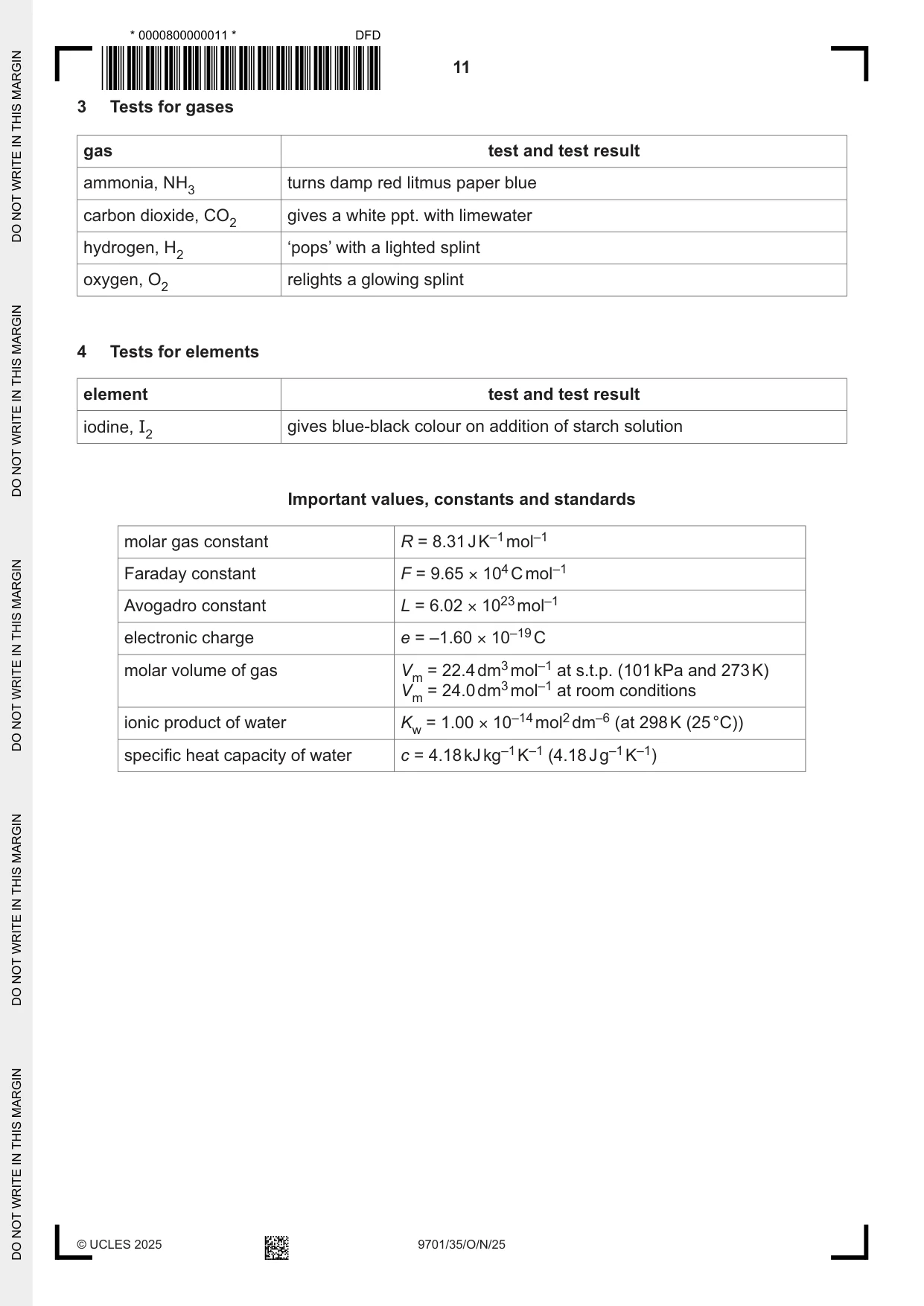 Cambridge A Level Chemistry 9701 2025 Oct/Nov Paper 3 · Variant 5 question paper, page 11 of 12