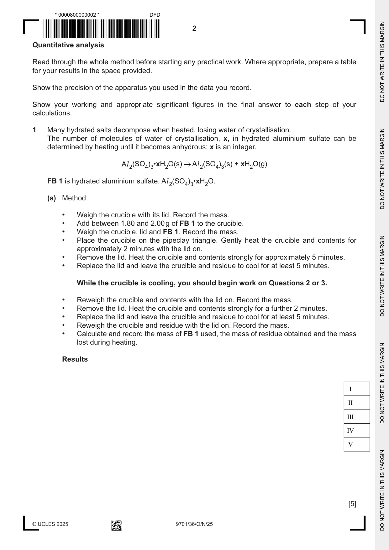Cambridge A Level Chemistry 9701 2025 Oct/Nov Paper 3 · Variant 6 question paper, page 2 of 12
