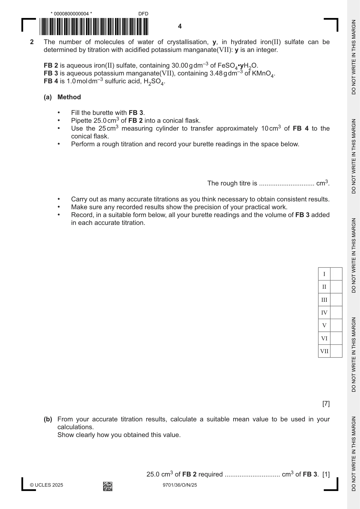 Cambridge A Level Chemistry 9701 2025 Oct/Nov Paper 3 · Variant 6 question paper, page 4 of 12