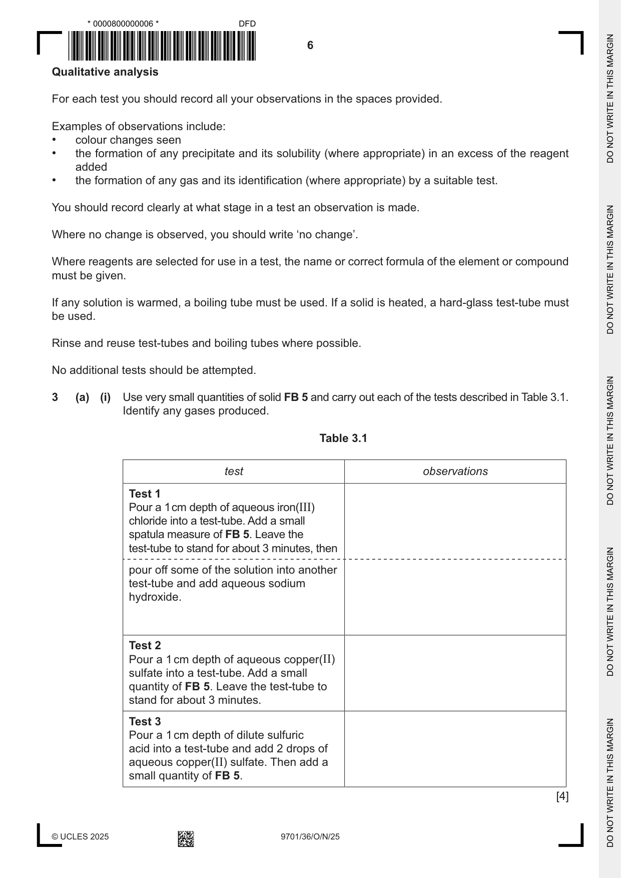 Cambridge A Level Chemistry 9701 2025 Oct/Nov Paper 3 · Variant 6 question paper, page 6 of 12