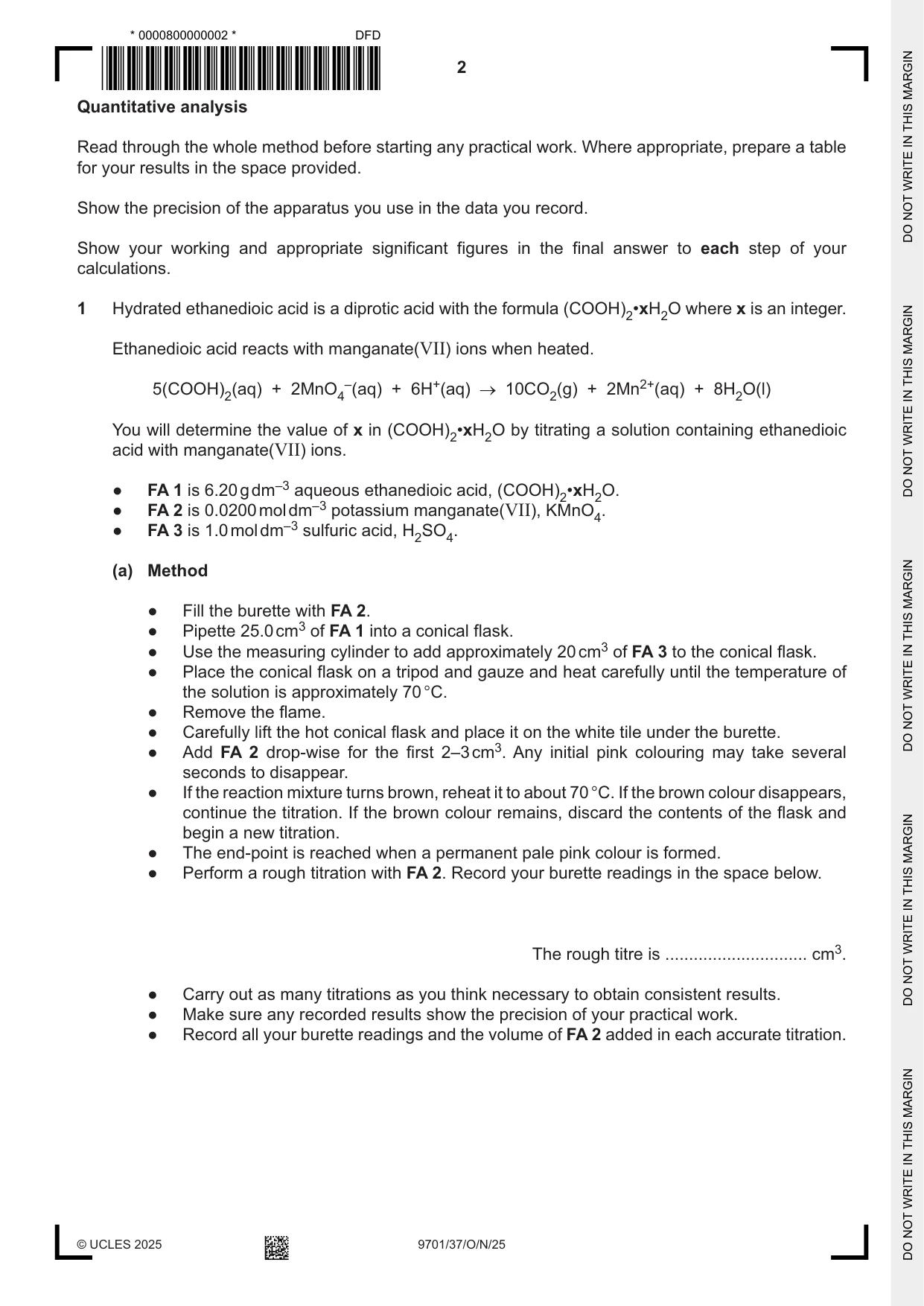 Cambridge A Level Chemistry 9701 2025 Oct/Nov Paper 3 · Variant 7 question paper, page 2 of 12