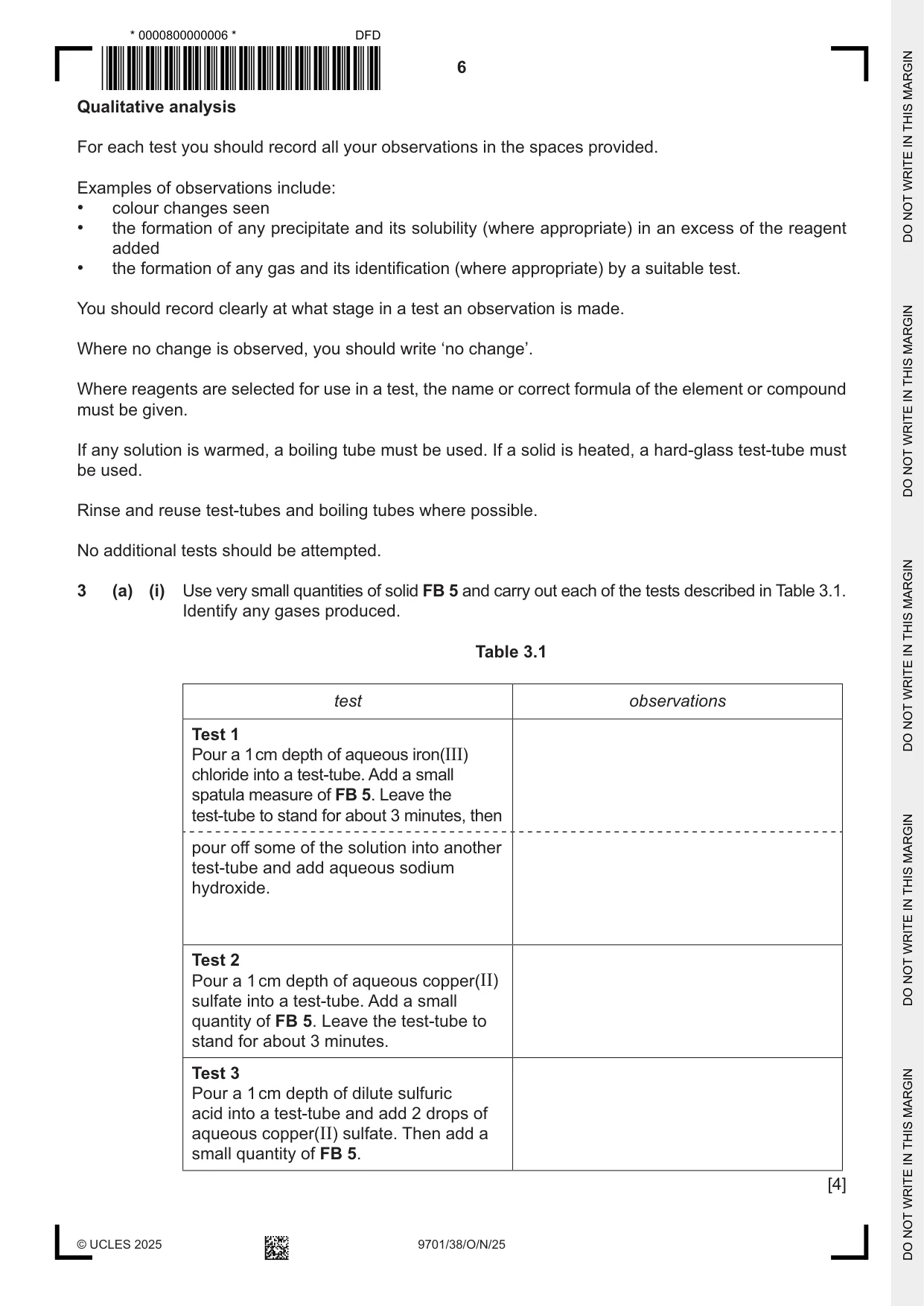 Cambridge A Level Chemistry 9701 2025 Oct/Nov Paper 3 · Variant 8 question paper, page 6 of 12