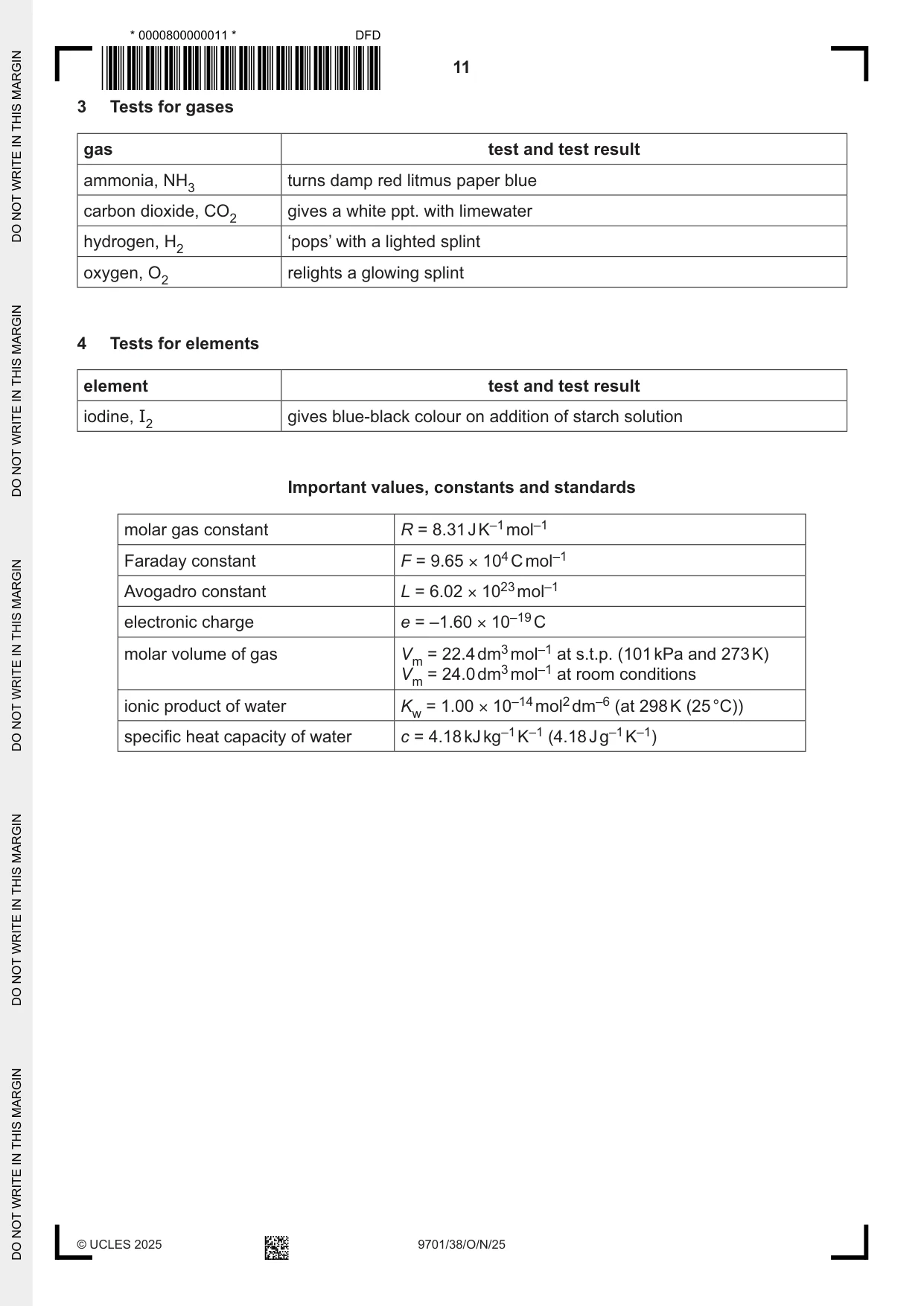Cambridge A Level Chemistry 9701 2025 Oct/Nov Paper 3 · Variant 8 question paper, page 11 of 12
