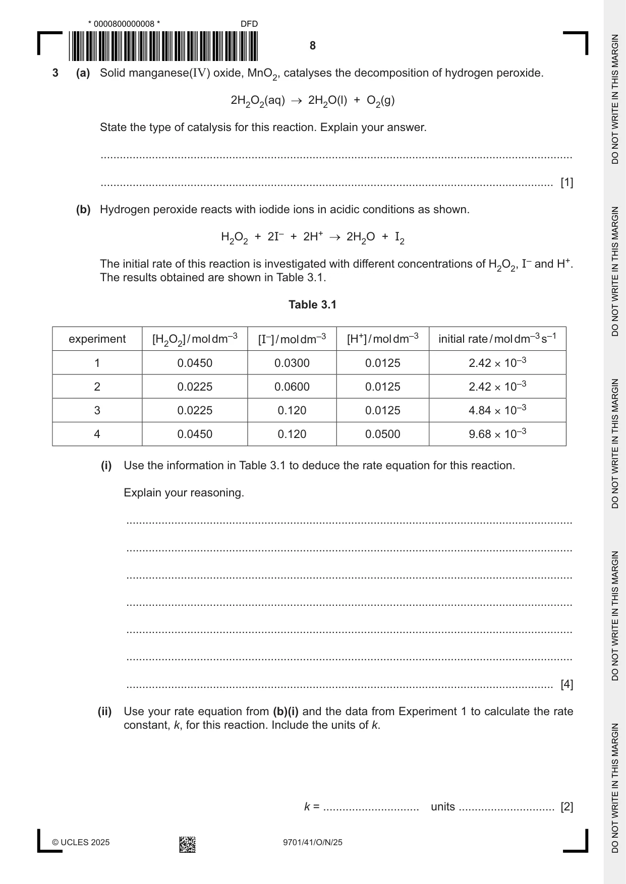 Cambridge A Level Chemistry 9701 2025 Oct/Nov Paper 4 · Variant 1 question paper, page 8 of 28