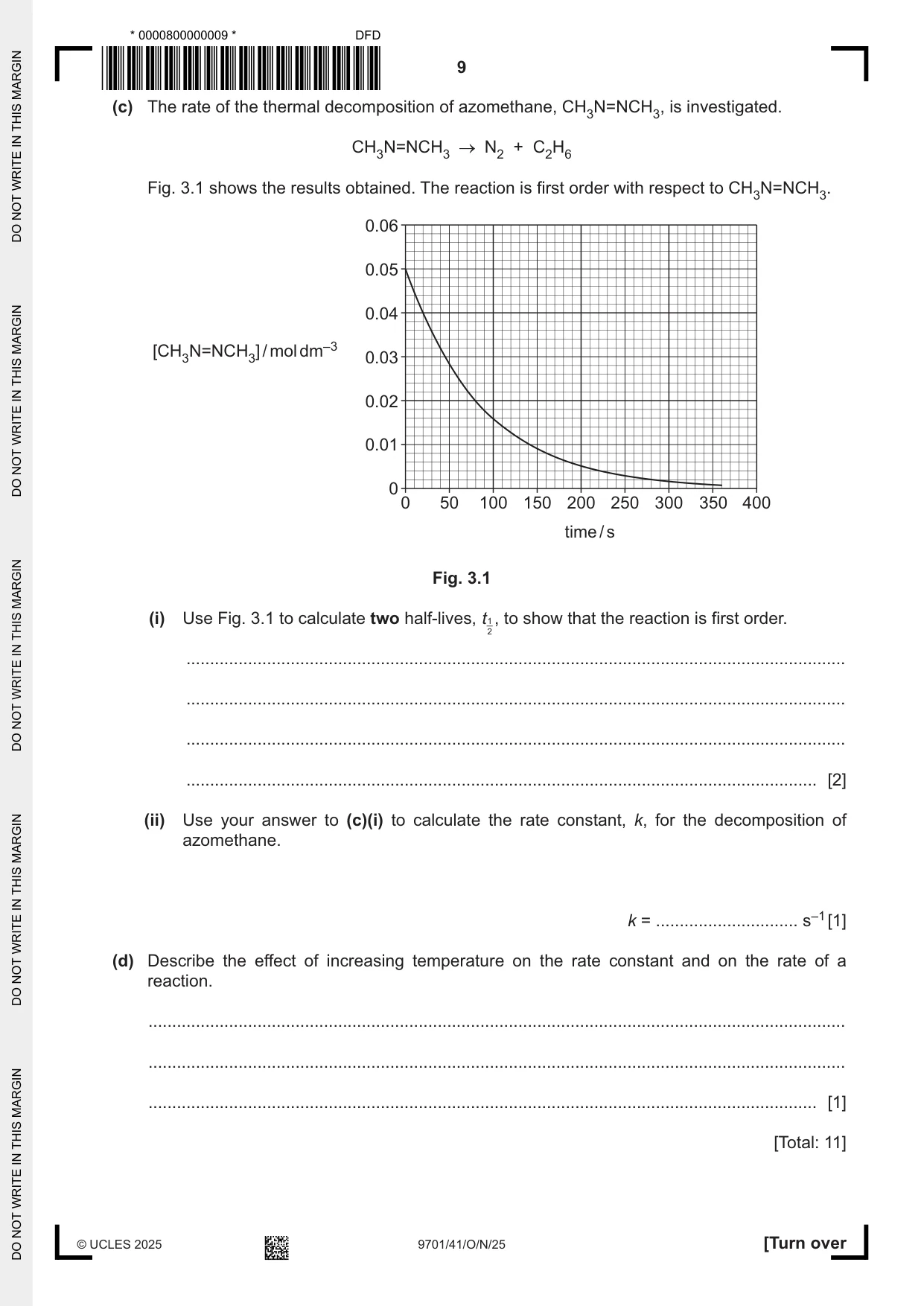 Cambridge A Level Chemistry 9701 2025 Oct/Nov Paper 4 · Variant 1 question paper, page 9 of 28