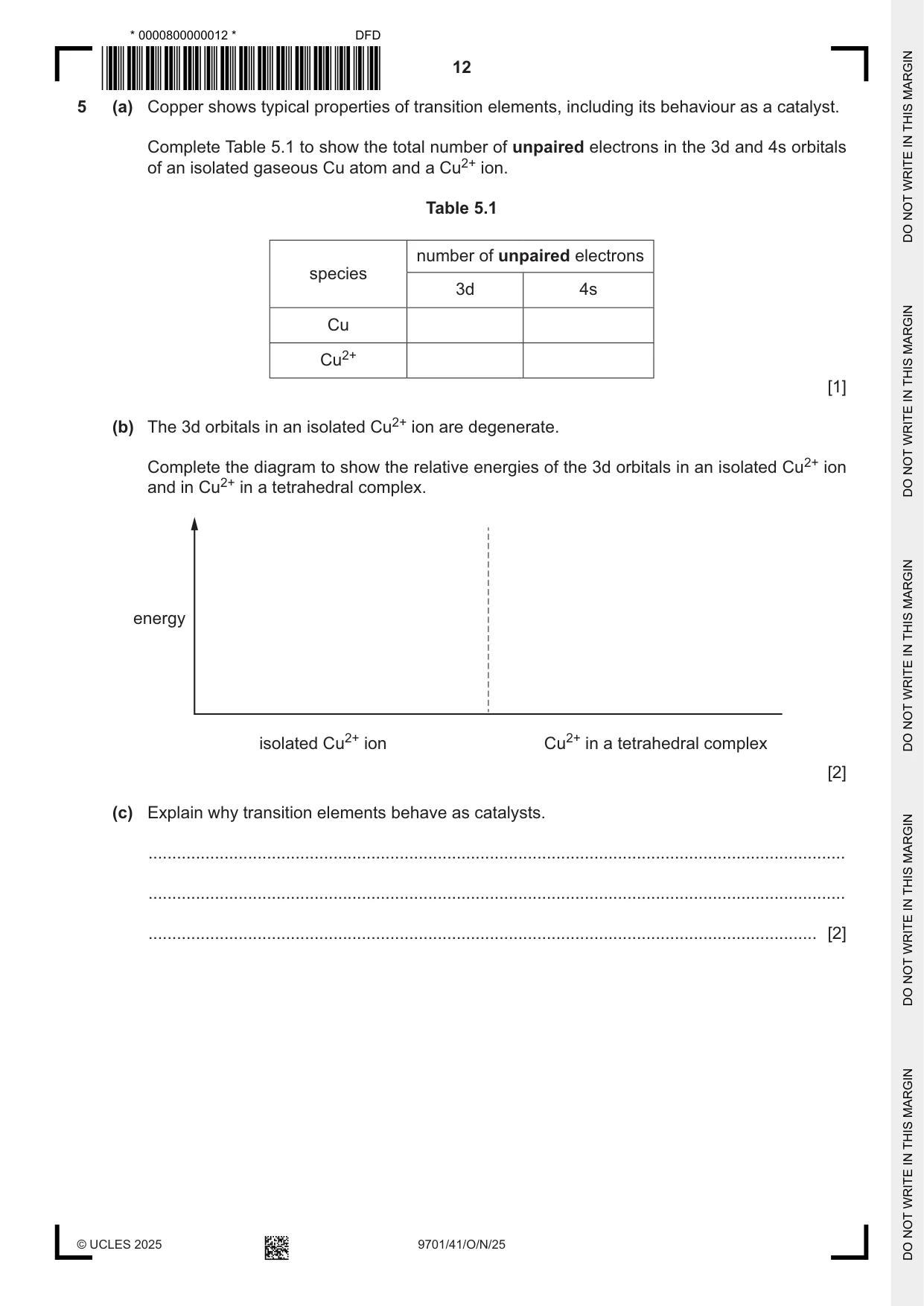 Cambridge A Level Chemistry 9701 2025 Oct/Nov Paper 4 · Variant 1 question paper, page 12 of 28