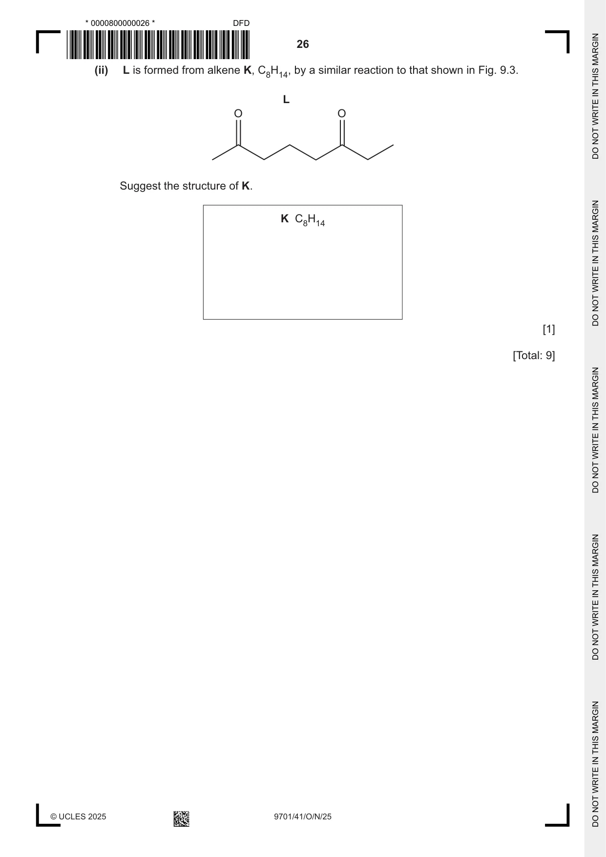 Cambridge A Level Chemistry 9701 2025 Oct/Nov Paper 4 · Variant 1 question paper, page 26 of 28