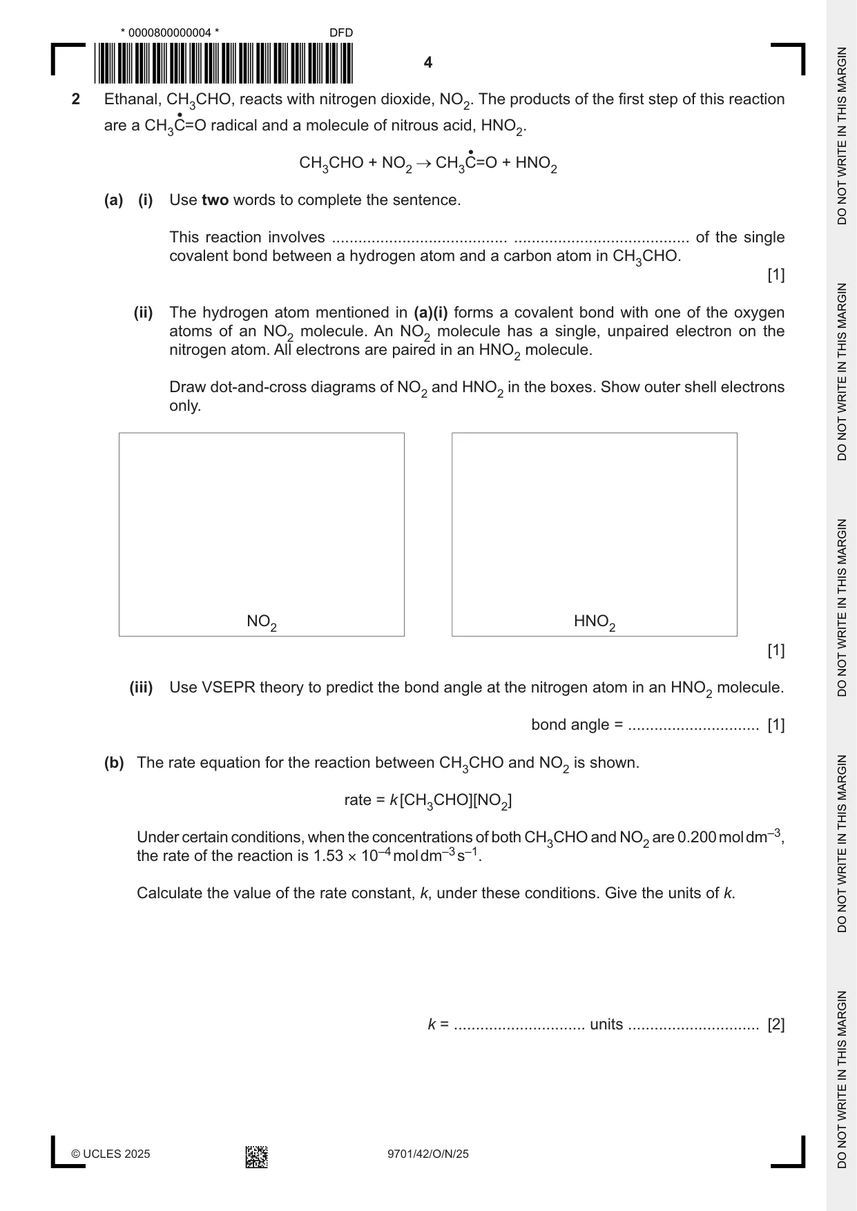 Cambridge A Level Chemistry 9701 2025 Oct/Nov Paper 4 · Variant 2 question paper, page 4 of 24
