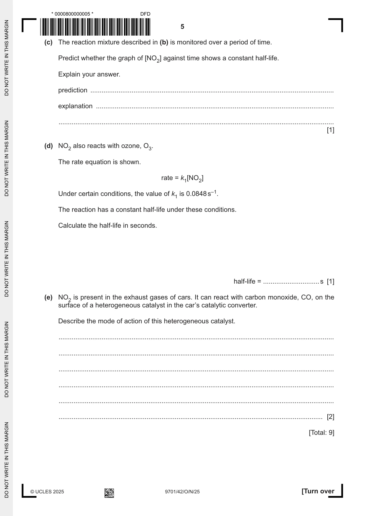 Cambridge A Level Chemistry 9701 2025 Oct/Nov Paper 4 · Variant 2 question paper, page 5 of 24