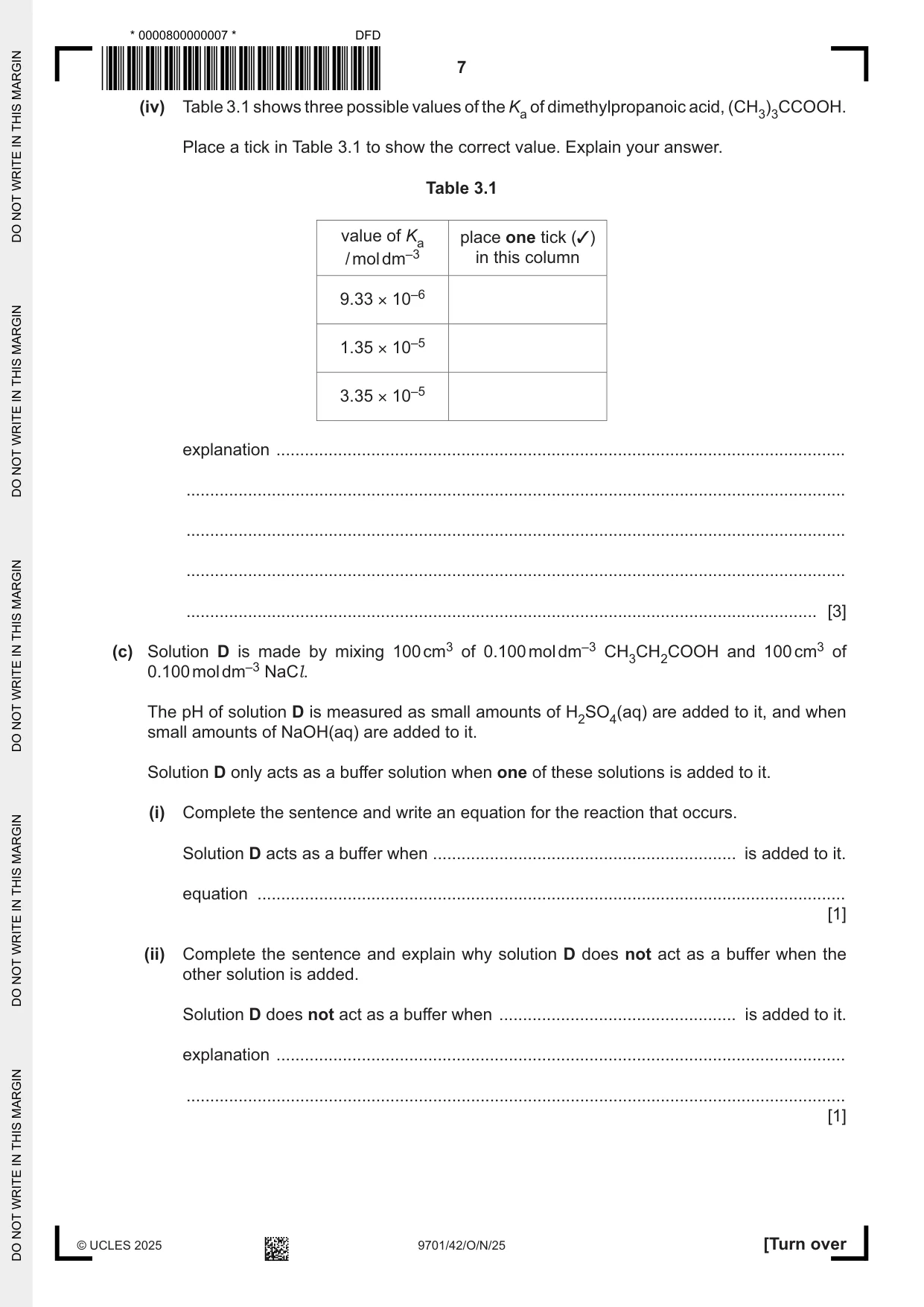 Cambridge A Level Chemistry 9701 2025 Oct/Nov Paper 4 · Variant 2 question paper, page 7 of 24
