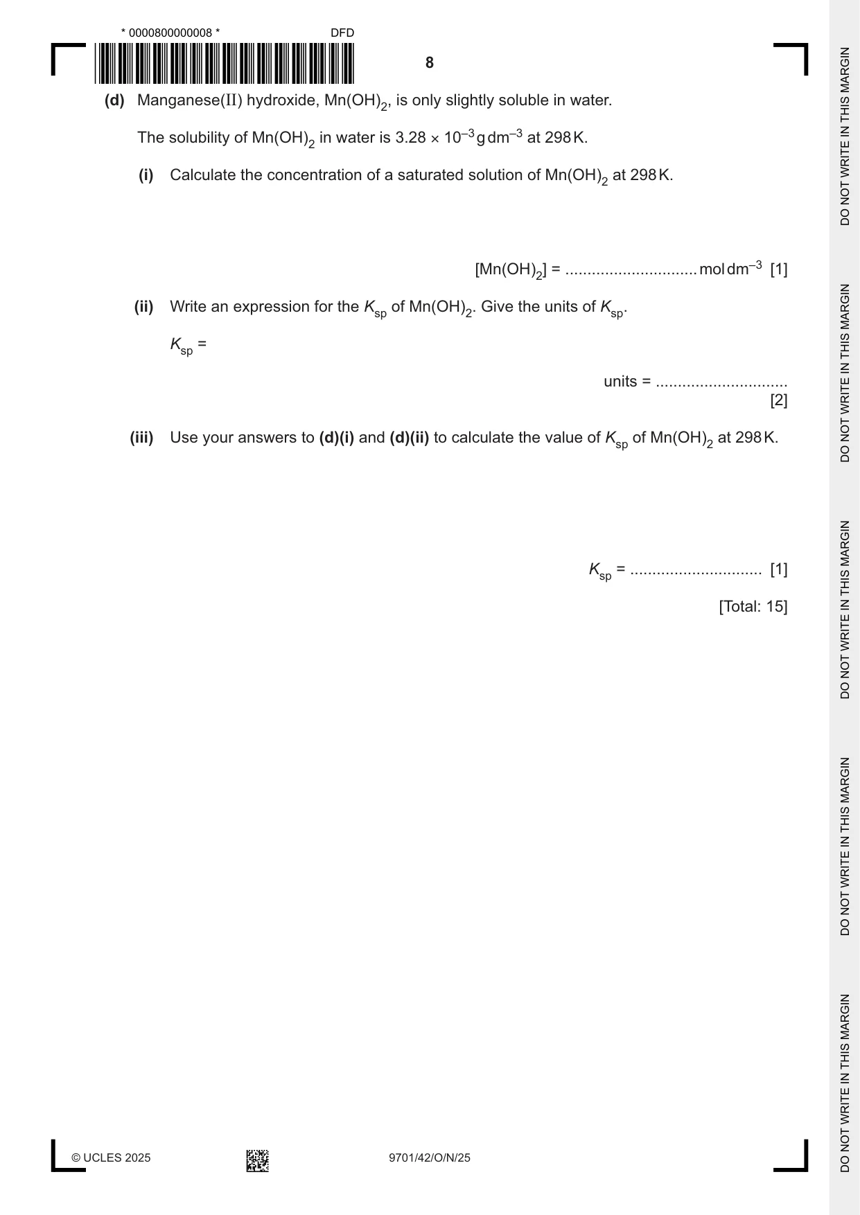 Cambridge A Level Chemistry 9701 2025 Oct/Nov Paper 4 · Variant 2 question paper, page 8 of 24
