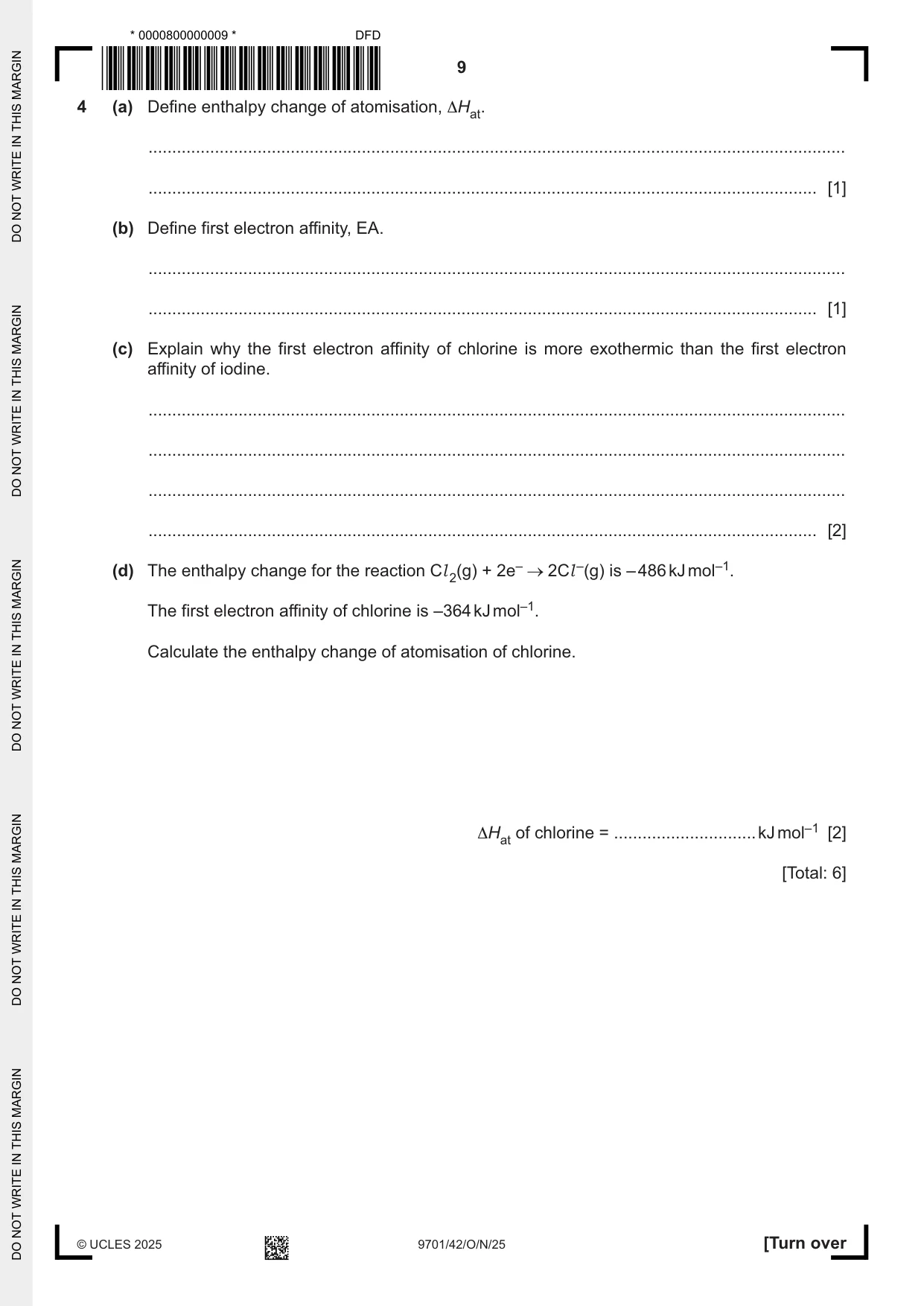 Cambridge A Level Chemistry 9701 2025 Oct/Nov Paper 4 · Variant 2 question paper, page 9 of 24