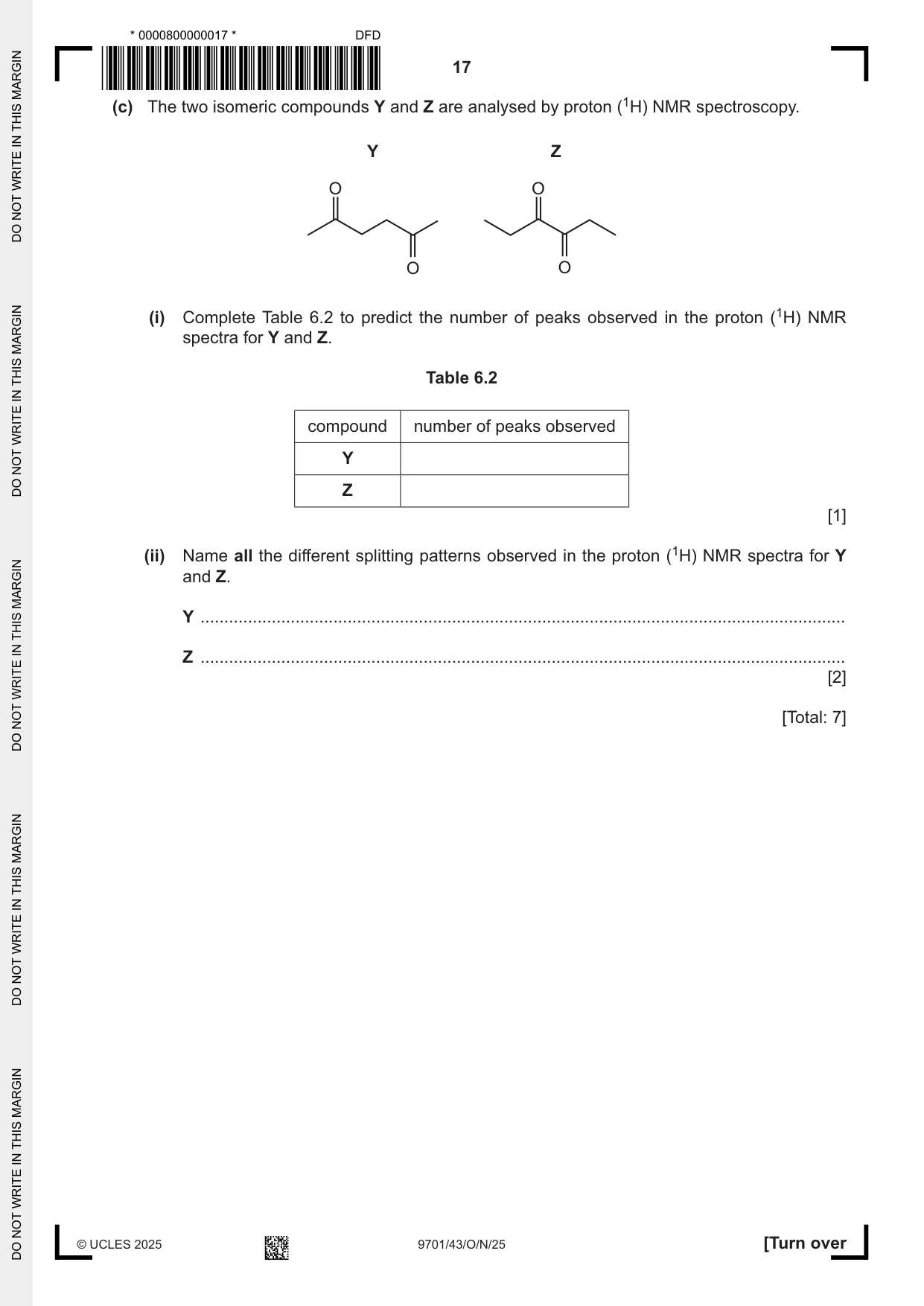 Cambridge A Level Chemistry 9701 2025 Oct/Nov Paper 4 · Variant 3 question paper, page 17 of 28