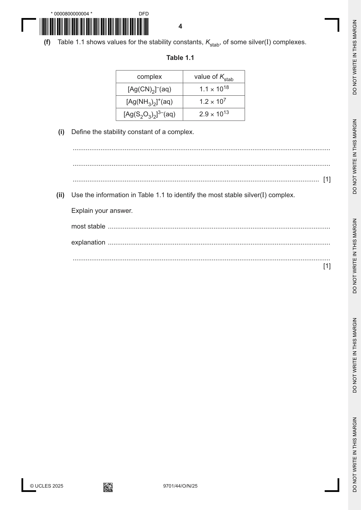 Cambridge A Level Chemistry 9701 2025 Oct/Nov Paper 4 · Variant 4 question paper, page 4 of 24