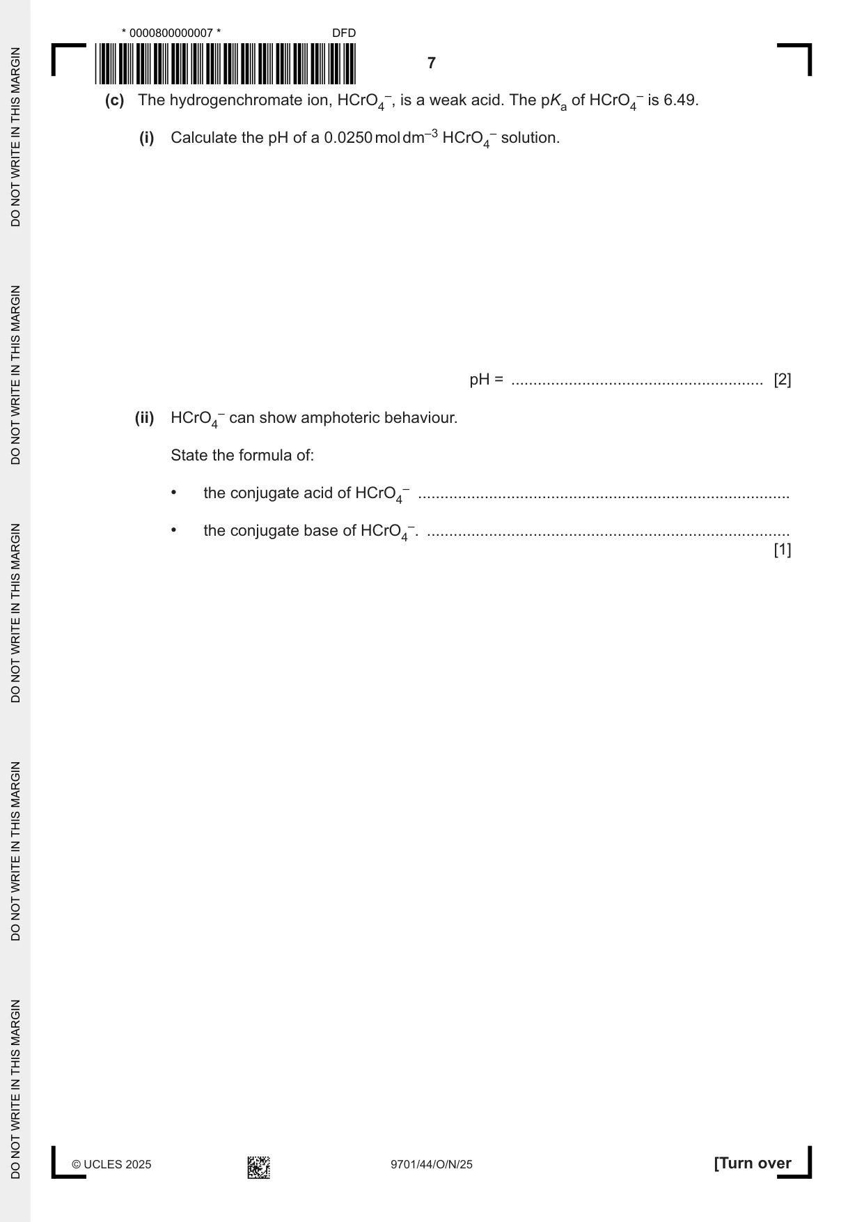 Cambridge A Level Chemistry 9701 2025 Oct/Nov Paper 4 · Variant 4 question paper, page 7 of 24