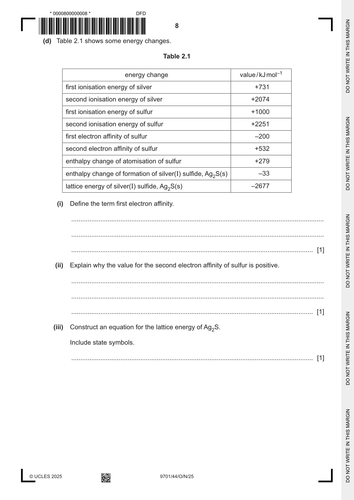 Cambridge A Level Chemistry 9701 2025 Oct/Nov Paper 4 · Variant 4 question paper, page 8 of 24