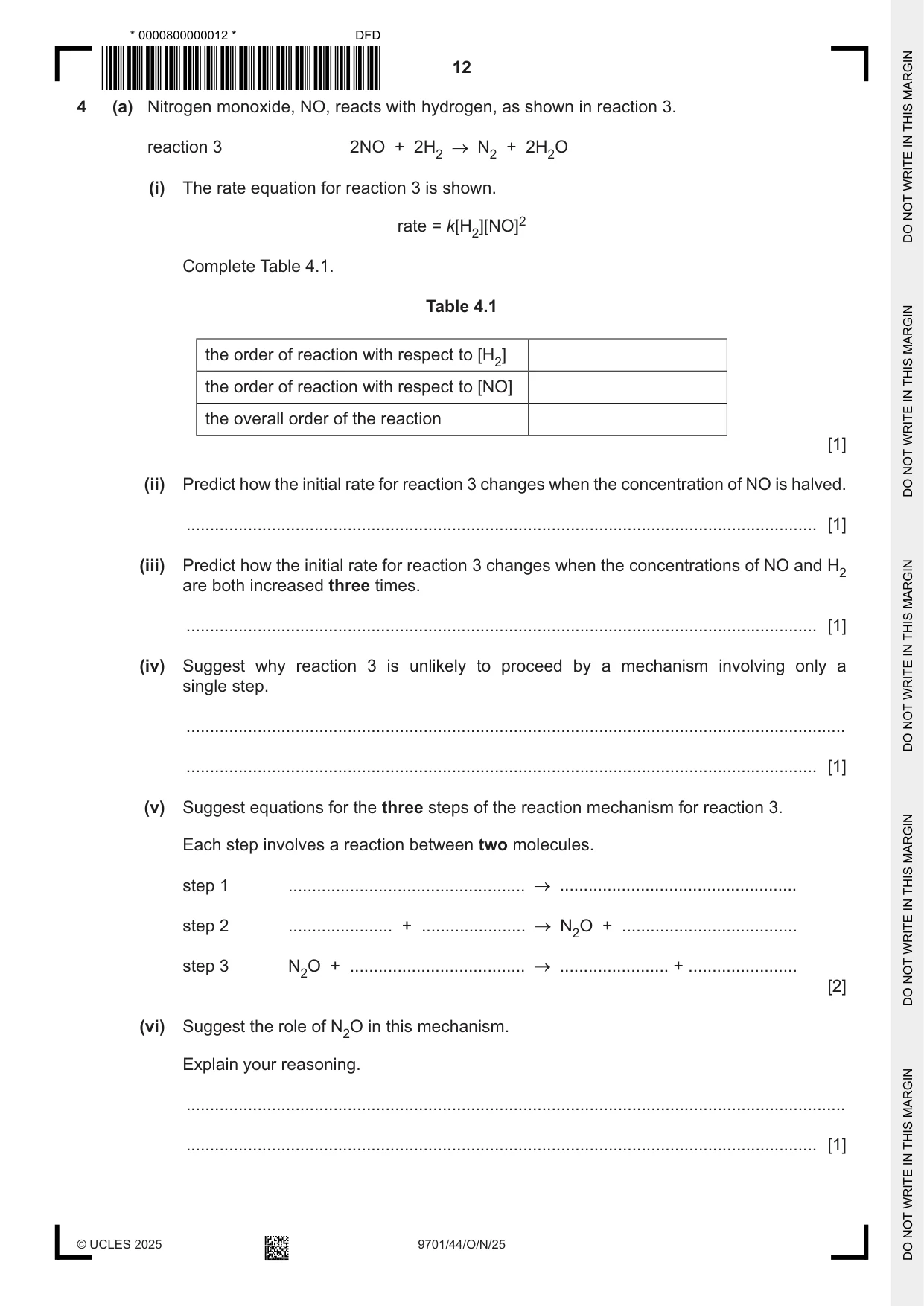 Cambridge A Level Chemistry 9701 2025 Oct/Nov Paper 4 · Variant 4 question paper, page 12 of 24
