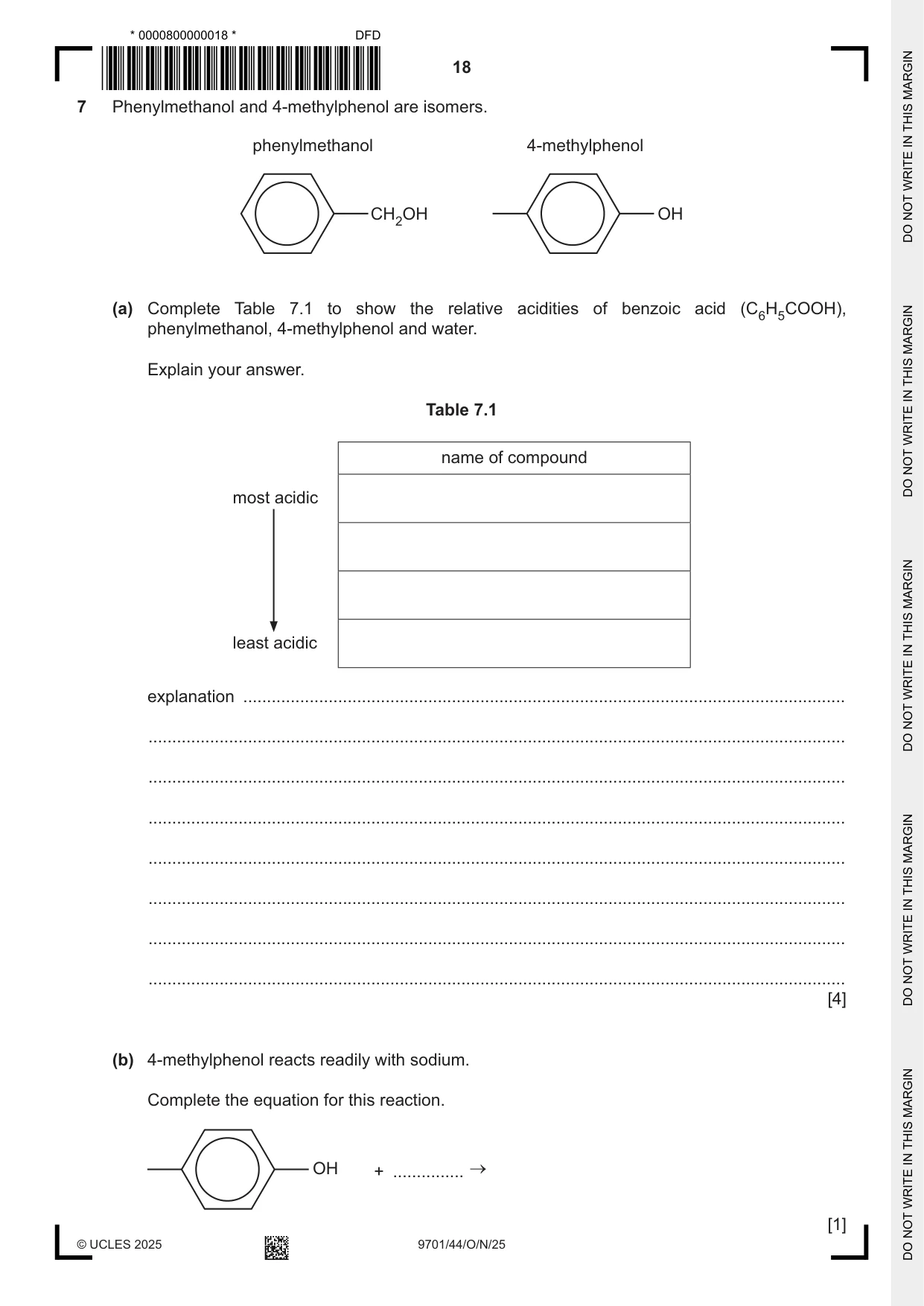 Cambridge A Level Chemistry 9701 2025 Oct/Nov Paper 4 · Variant 4 question paper, page 18 of 24