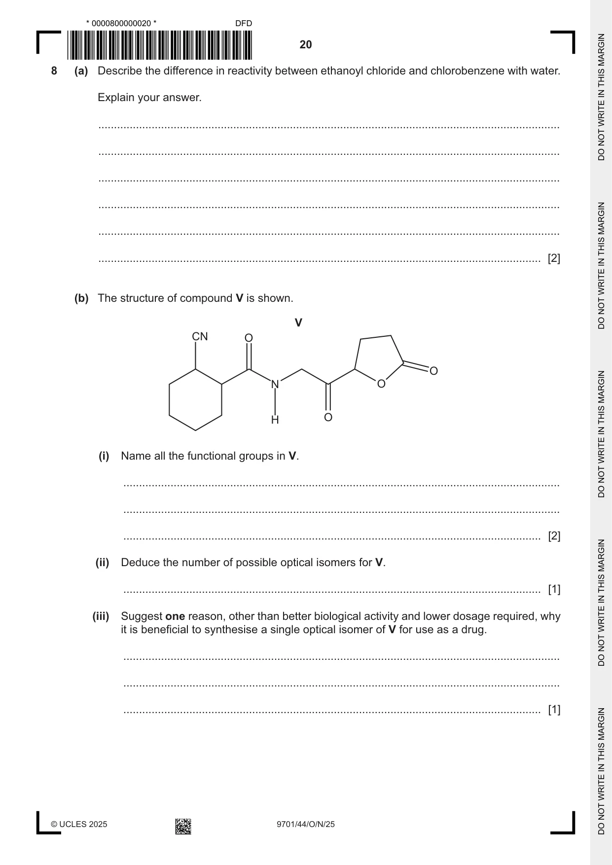 Cambridge A Level Chemistry 9701 2025 Oct/Nov Paper 4 · Variant 4 question paper, page 20 of 24