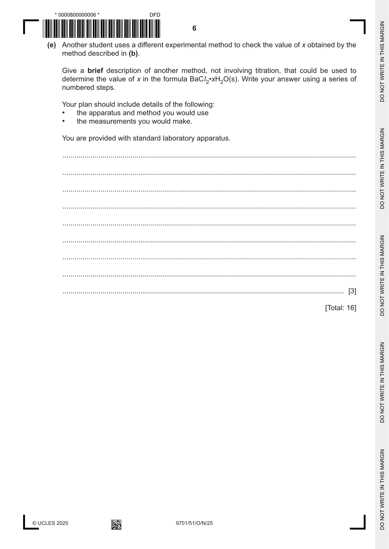 Cambridge A Level Chemistry 9701 2025 Oct/Nov Paper 5 · Variant 1 question paper, page 6 of 12
