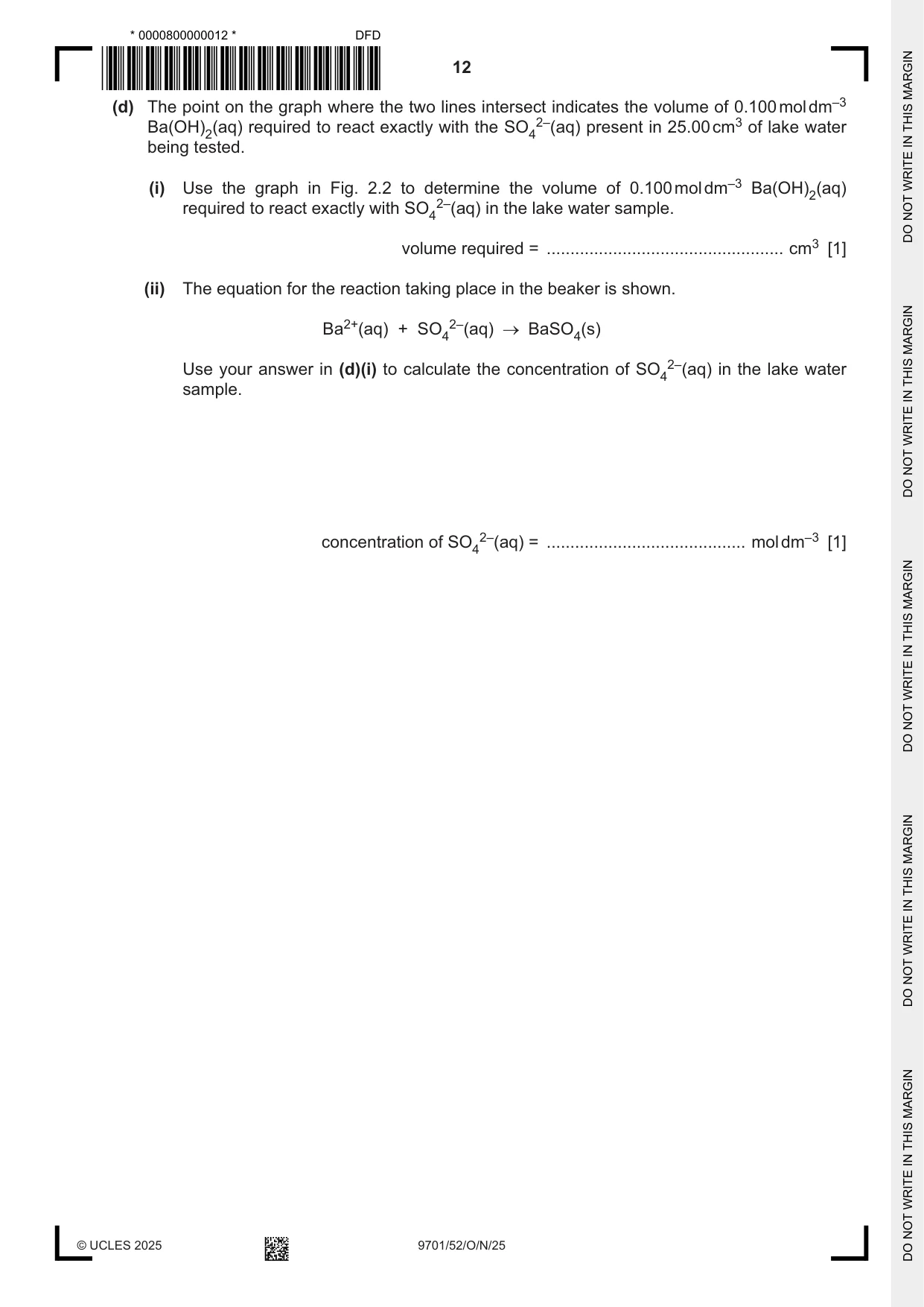 Cambridge A Level Chemistry 9701 2025 Oct/Nov Paper 5 · Variant 2 question paper, page 12 of 16