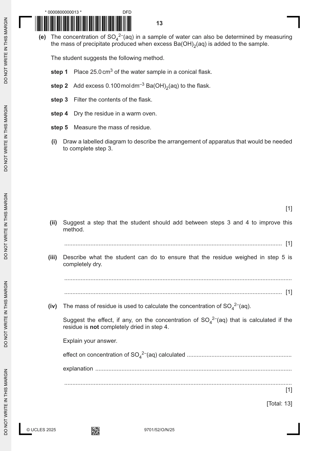 Cambridge A Level Chemistry 9701 2025 Oct/Nov Paper 5 · Variant 2 question paper, page 13 of 16