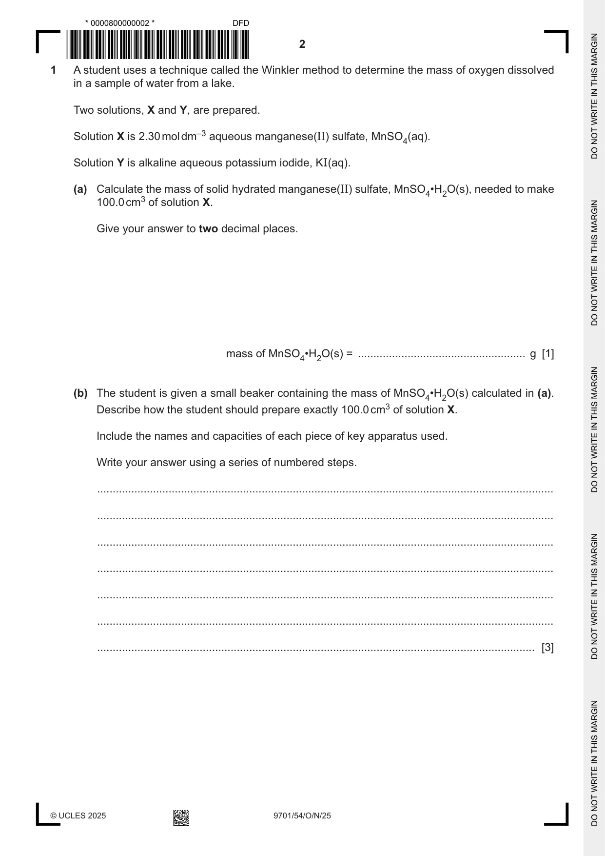 Cambridge A Level Chemistry 9701 2025 Oct/Nov Paper 5 · Variant 4 question paper, page 2 of 12