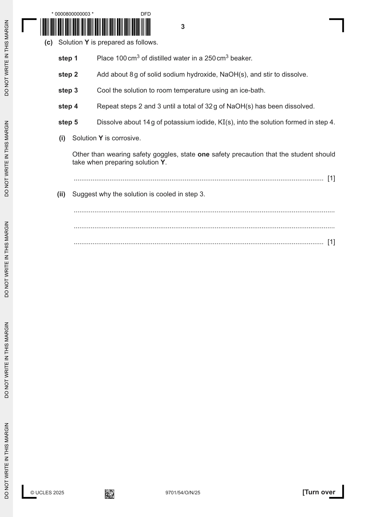 Cambridge A Level Chemistry 9701 2025 Oct/Nov Paper 5 · Variant 4 question paper, page 3 of 12