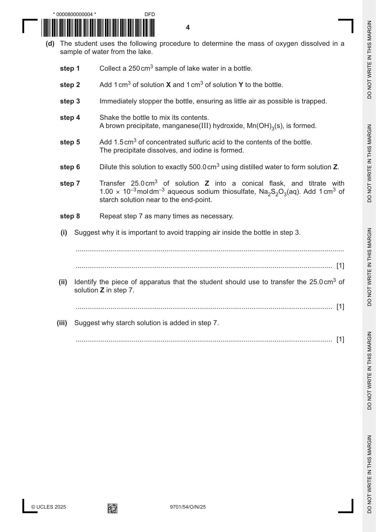 Cambridge A Level Chemistry 9701 2025 Oct/Nov Paper 5 · Variant 4 question paper, page 4 of 12