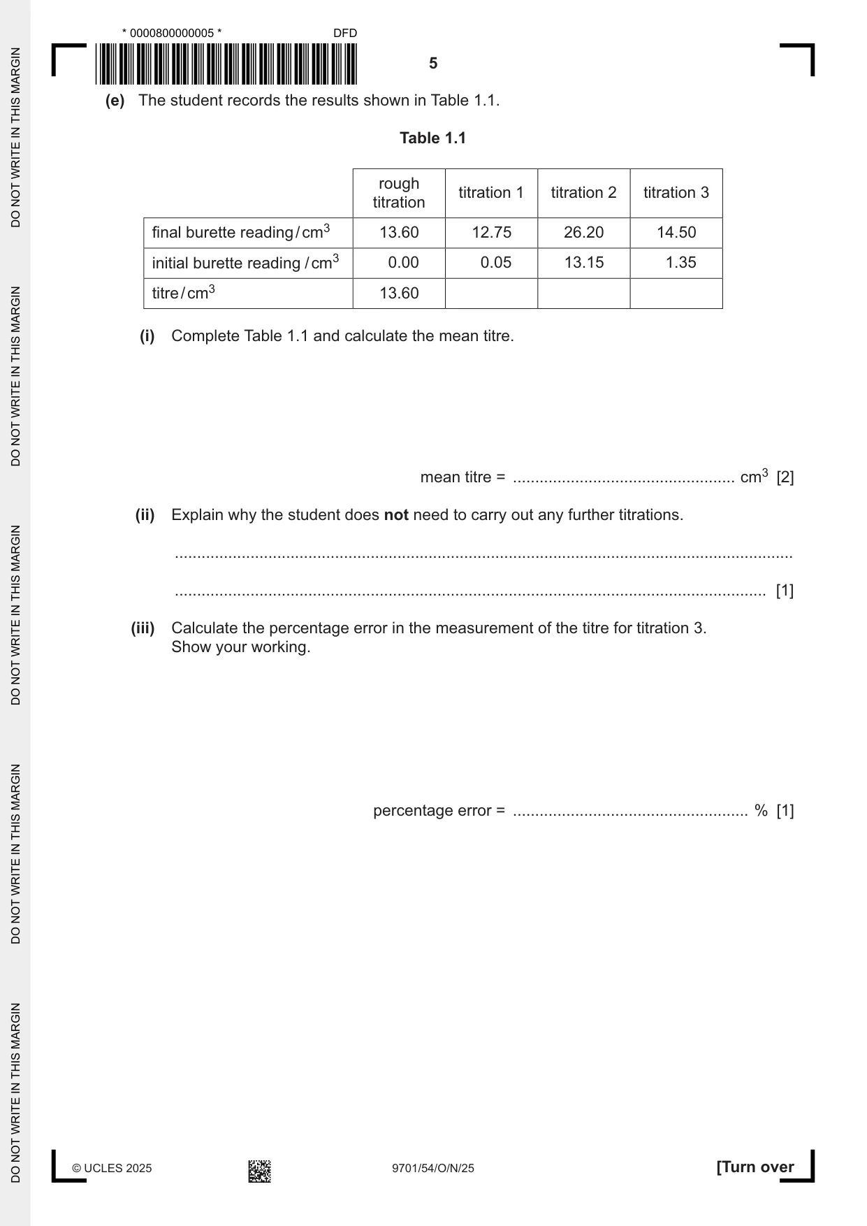Cambridge A Level Chemistry 9701 2025 Oct/Nov Paper 5 · Variant 4 question paper, page 5 of 12