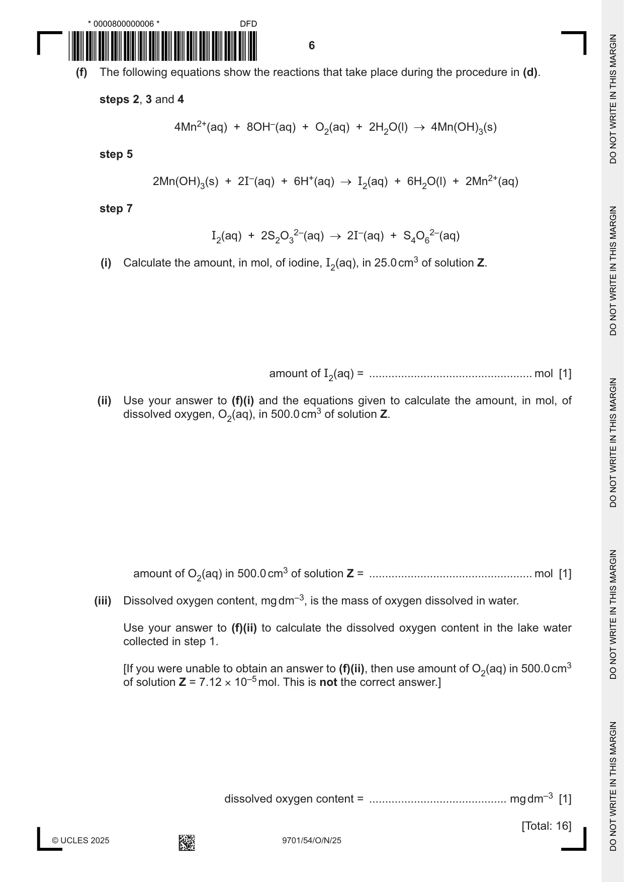 Cambridge A Level Chemistry 9701 2025 Oct/Nov Paper 5 · Variant 4 question paper, page 6 of 12
