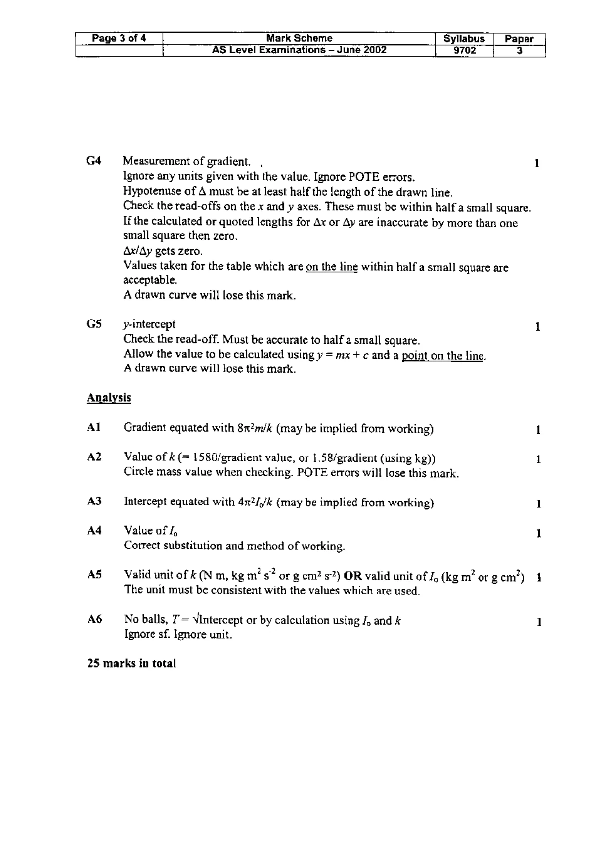 Mark scheme, page 4 of 5