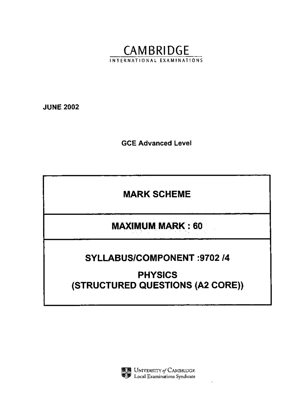Mark scheme, page 1 of 5