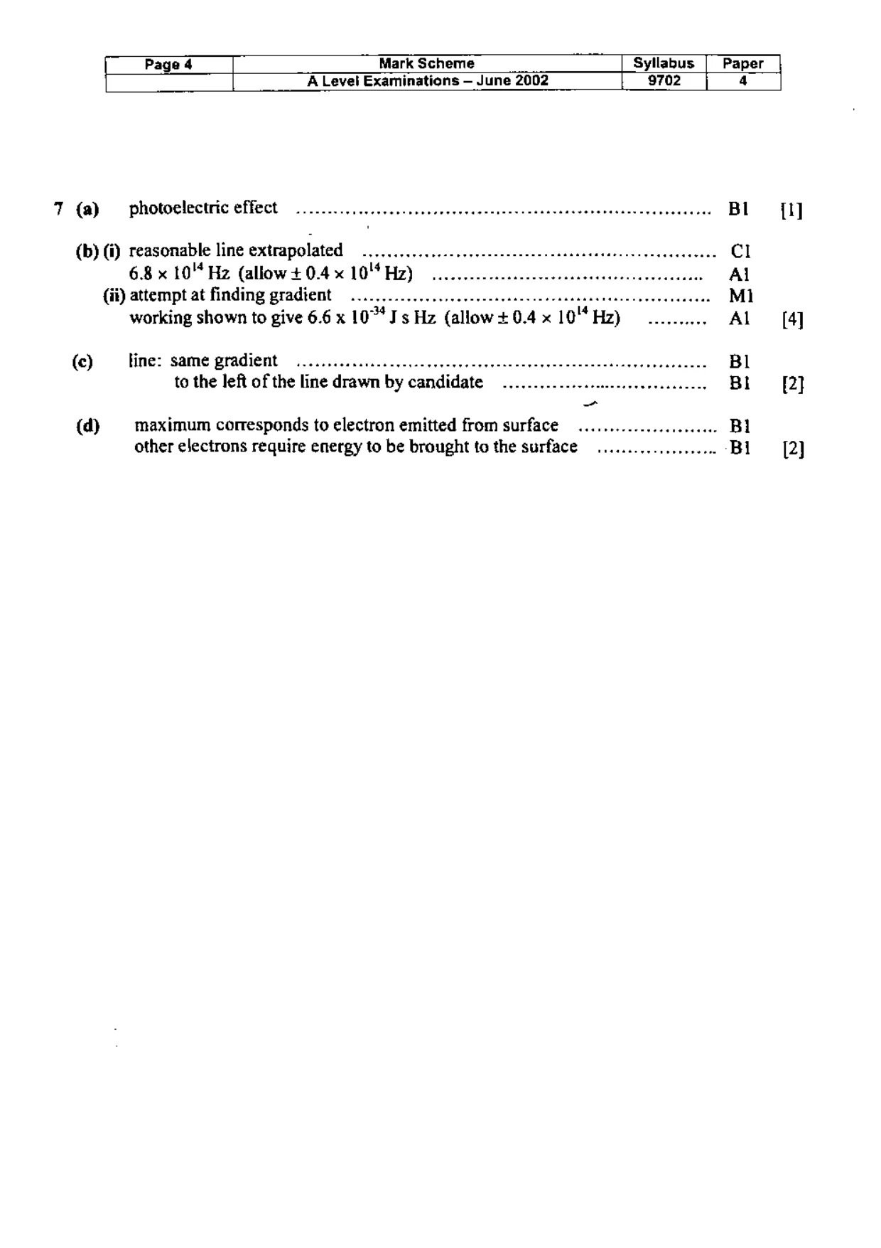 Mark scheme, page 5 of 5