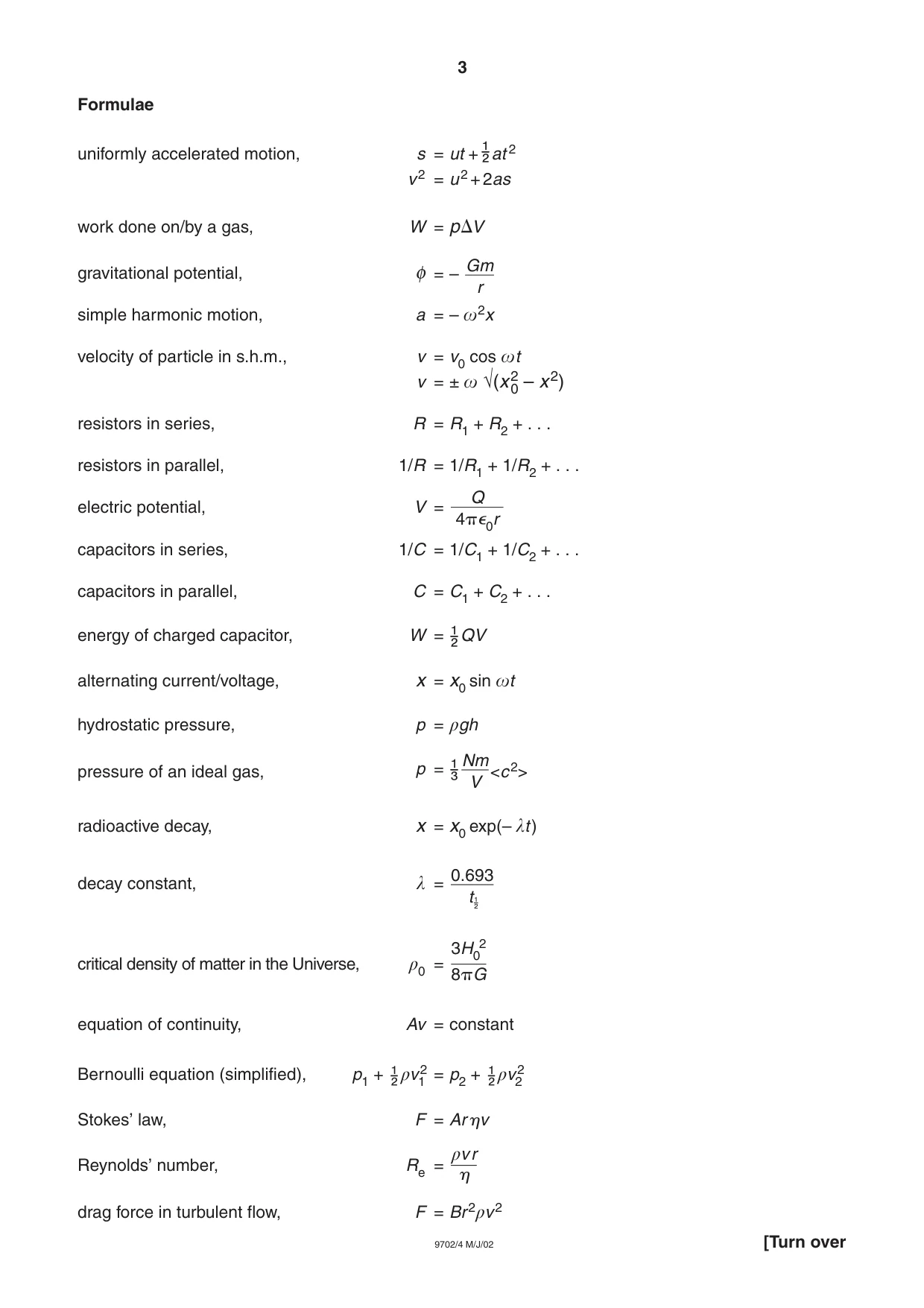 Cambridge A Level Physics 9702 2002 May/June Paper 4 · Variant 1 question paper, page 3 of 16