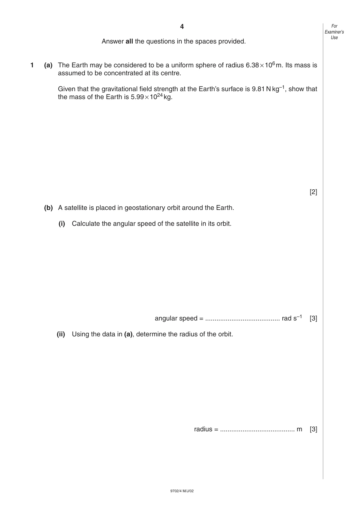 Cambridge A Level Physics 9702 2002 May/June Paper 4 · Variant 1 question paper, page 4 of 16