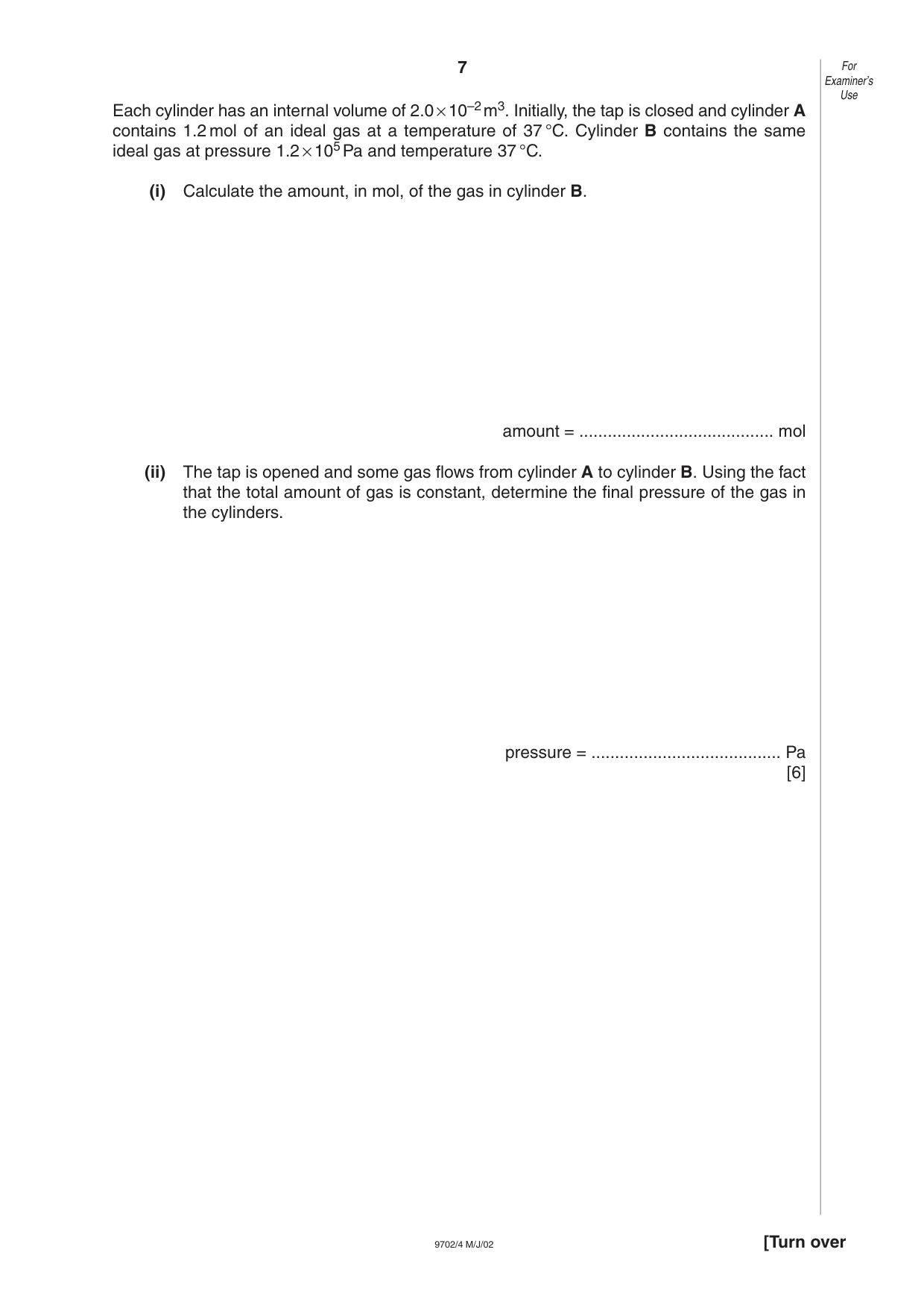 Cambridge A Level Physics 9702 2002 May/June Paper 4 · Variant 1 question paper, page 7 of 16