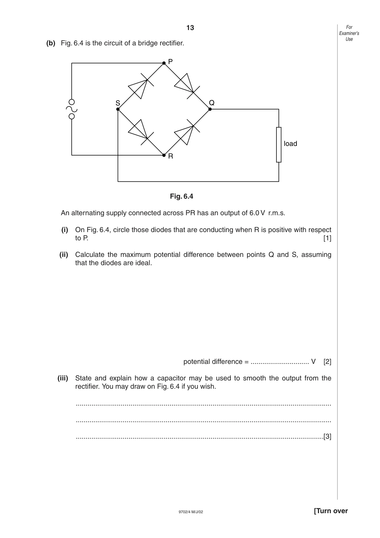 Cambridge A Level Physics 9702 2002 May/June Paper 4 · Variant 1 question paper, page 13 of 16
