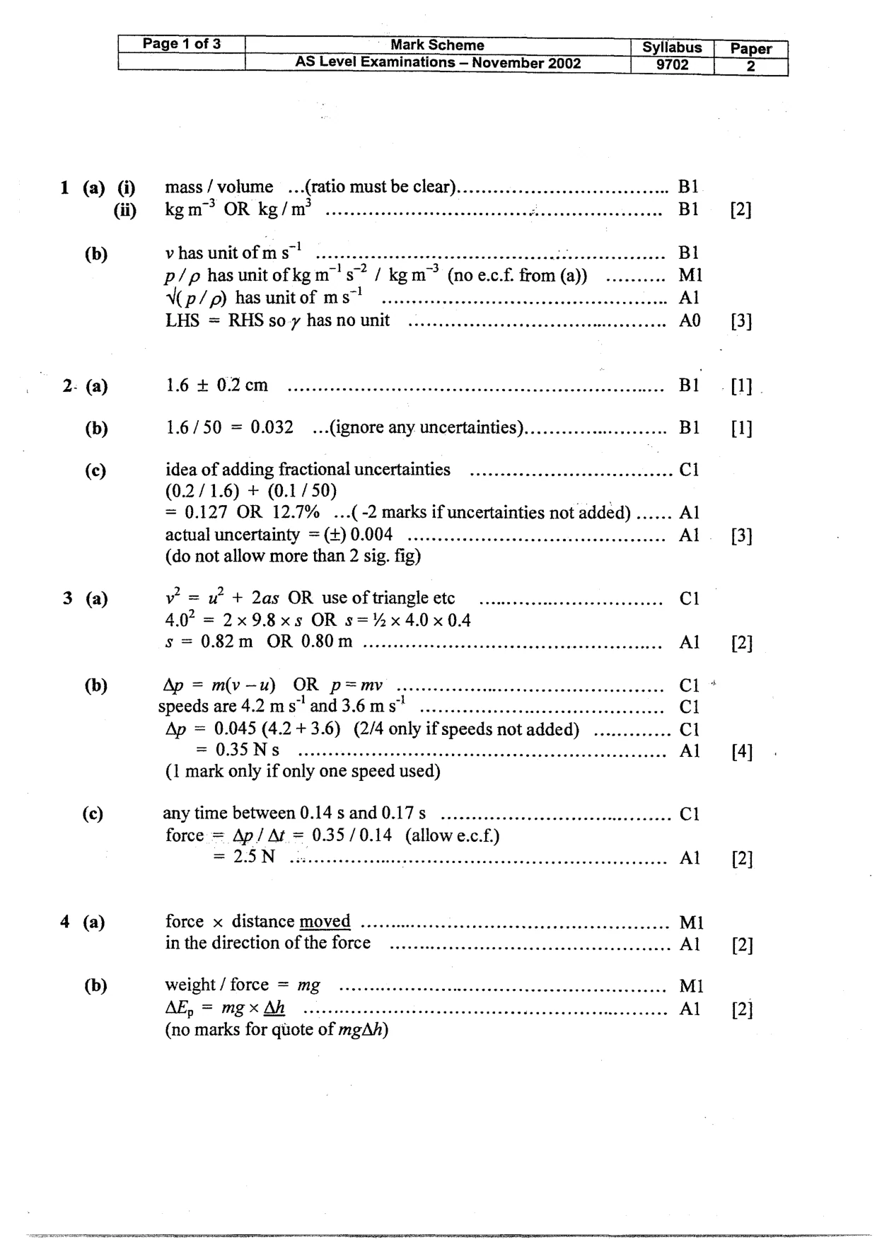 Mark scheme, page 2 of 4