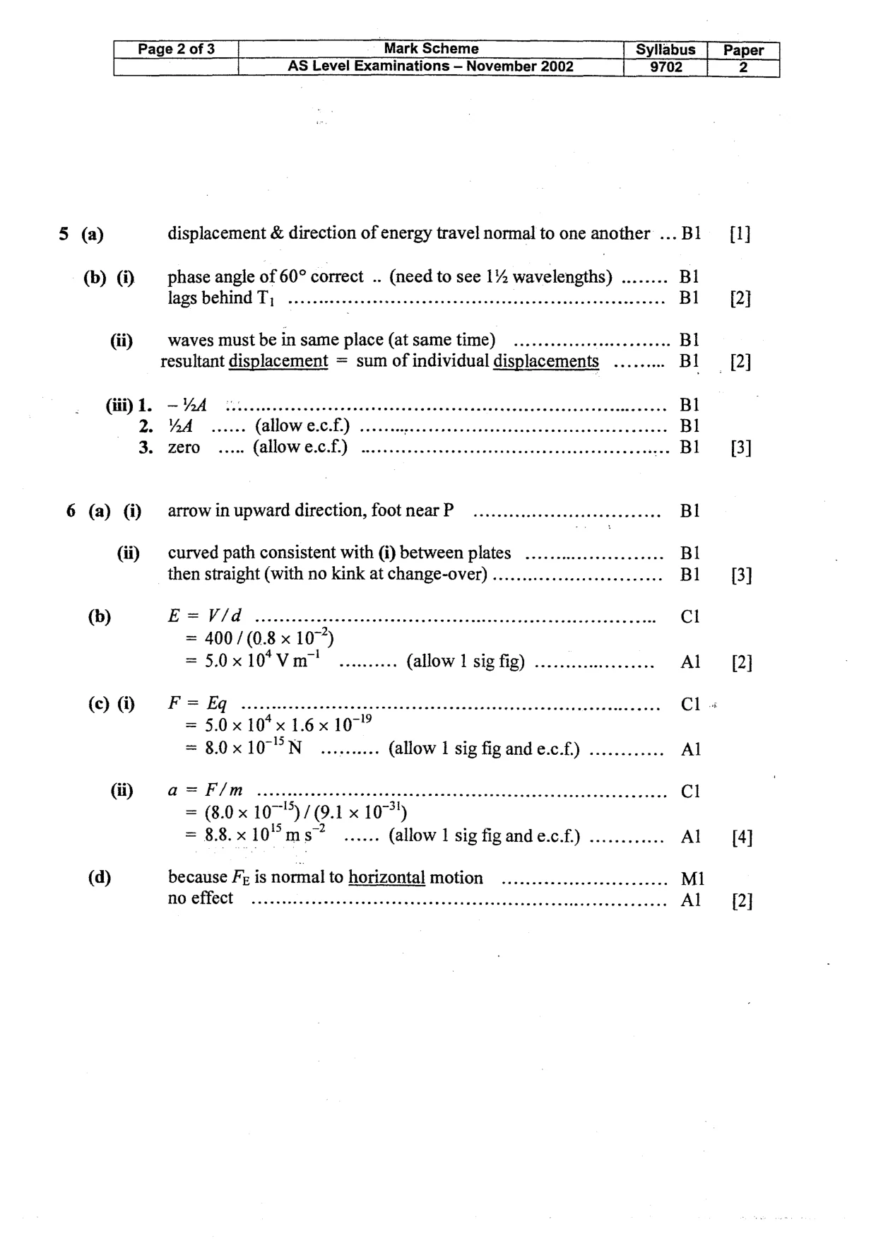 Mark scheme, page 3 of 4