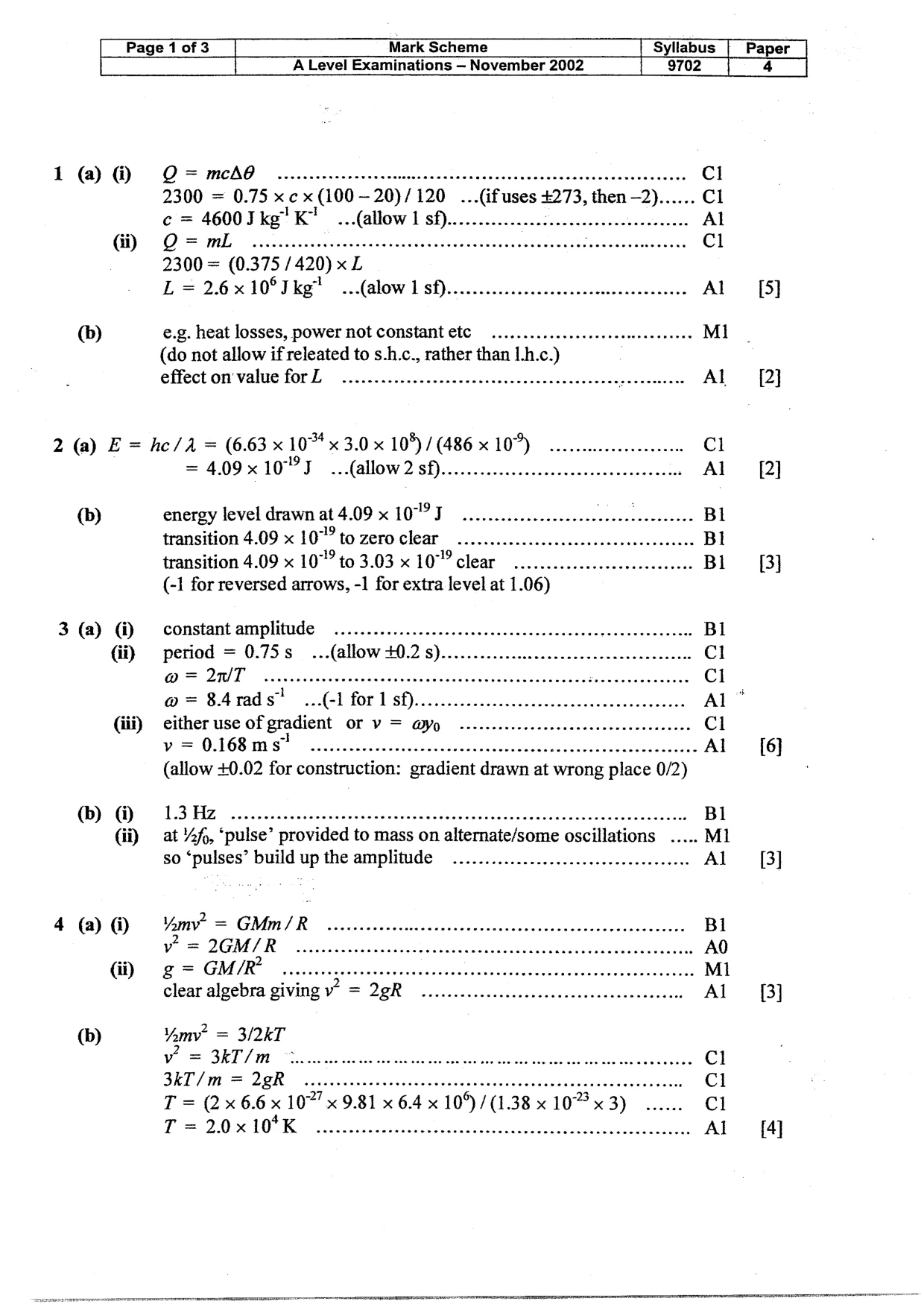 Mark scheme, page 2 of 4