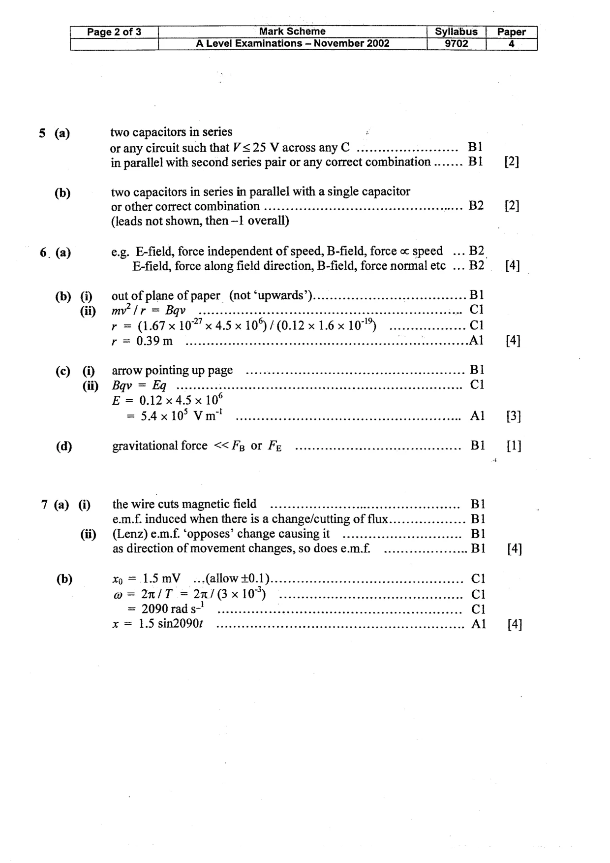 Mark scheme, page 3 of 4
