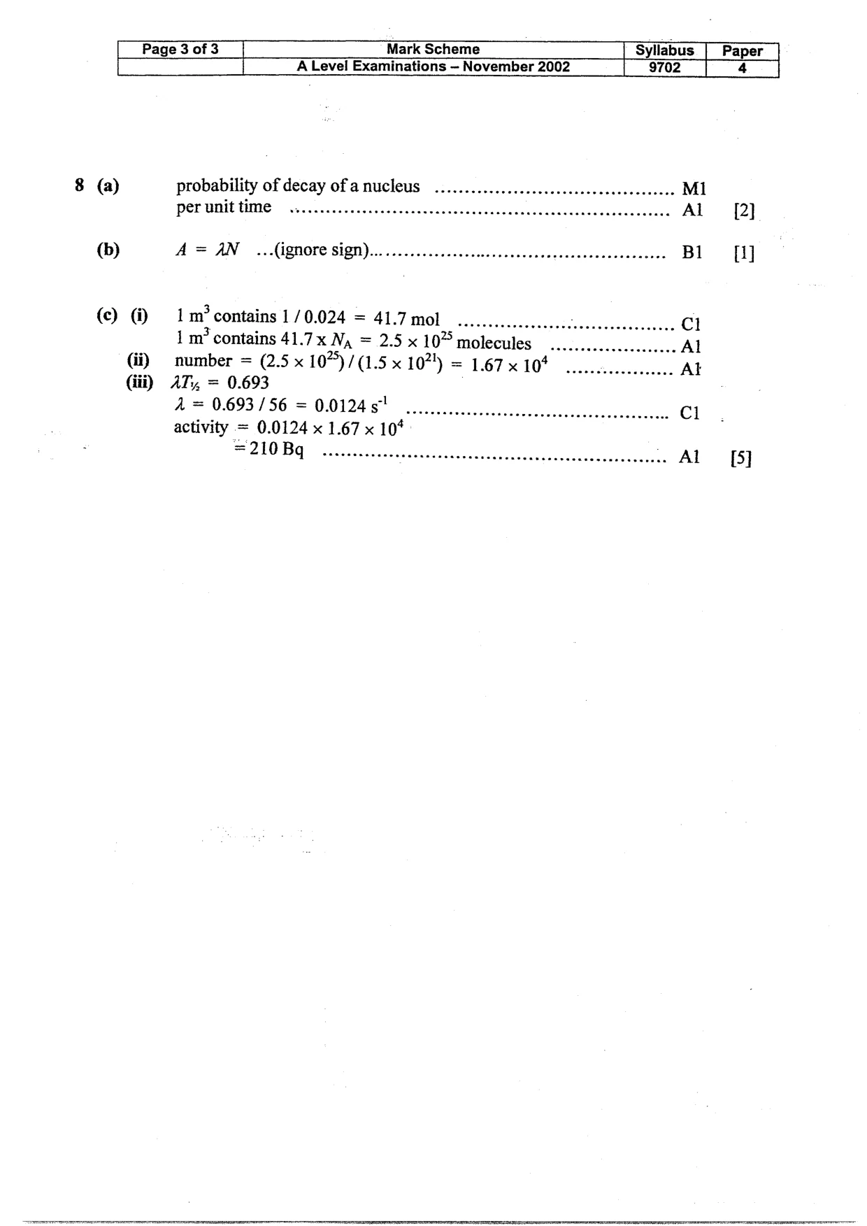 Mark scheme, page 4 of 4