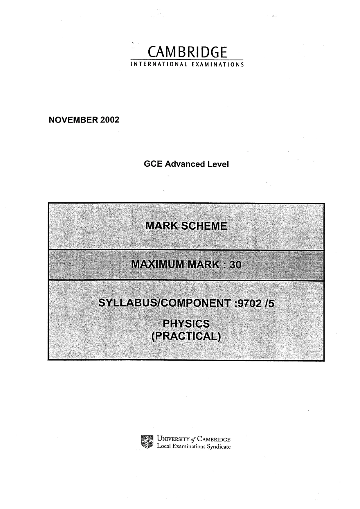 Mark scheme, page 1 of 5
