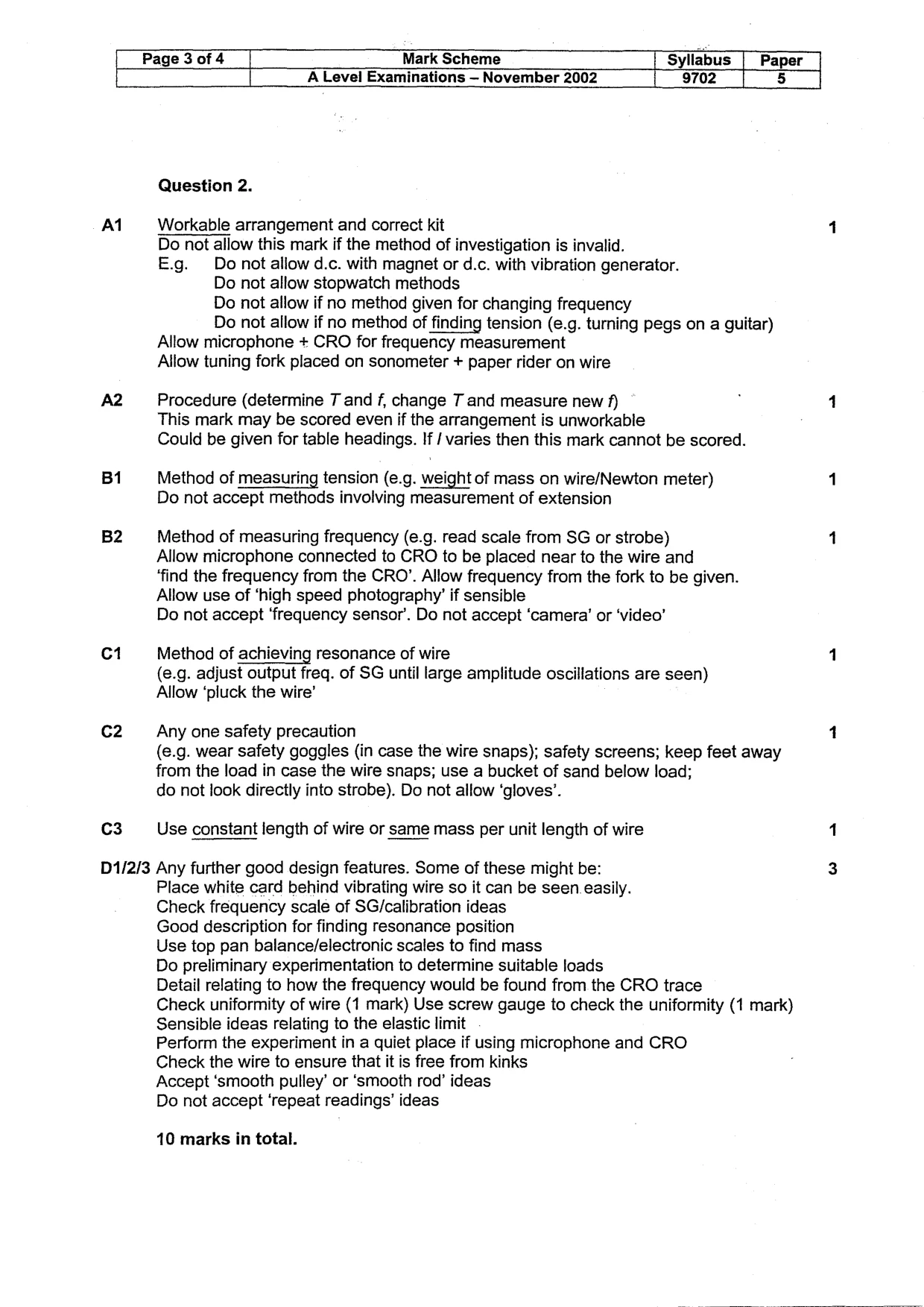 Mark scheme, page 4 of 5