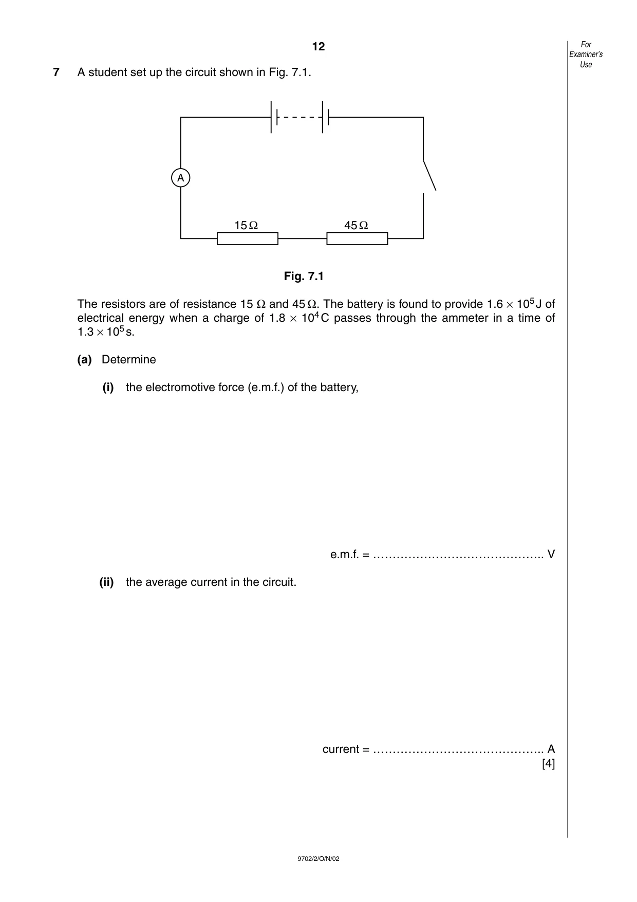 Cambridge A Level Physics 9702 2002 Oct/Nov Paper 2 · Variant 1 question paper, page 12 of 16